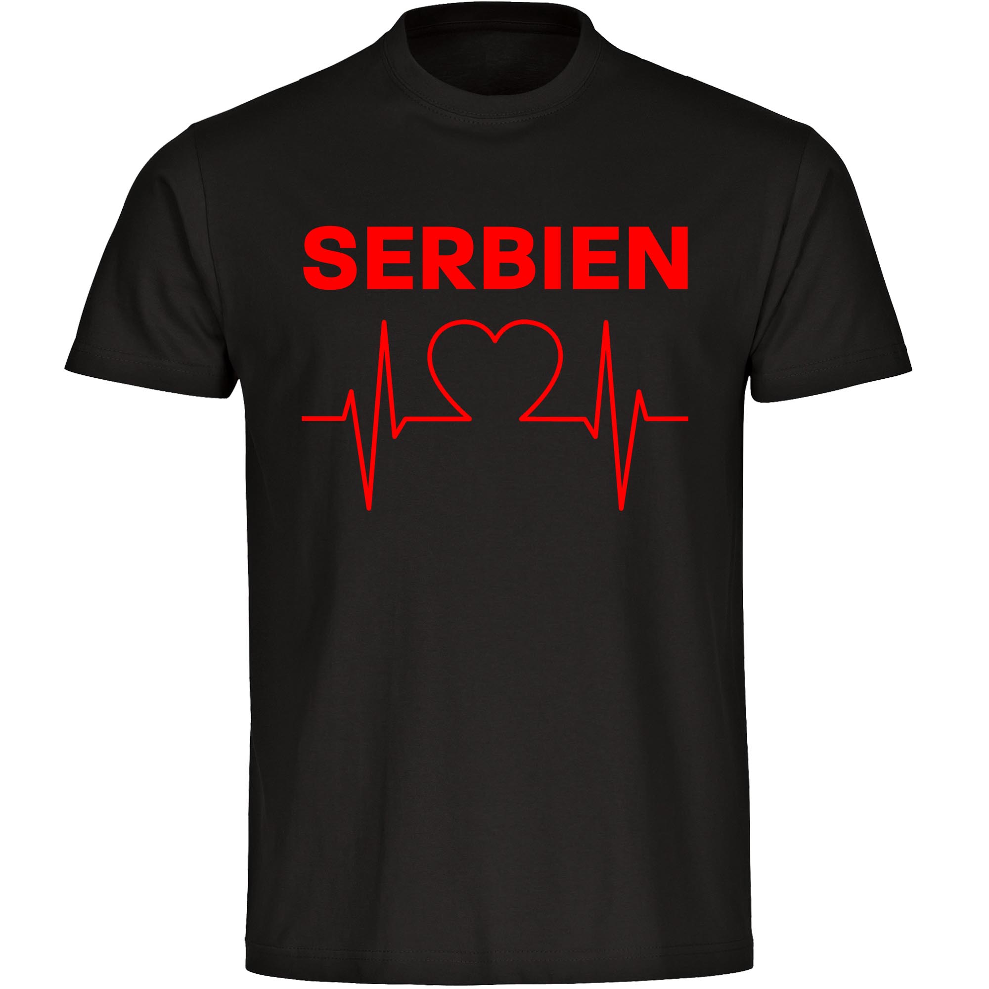 multifanshop Herren T-Shirt - Serbien - Herzschlag - Druck rot - M&auml;nner - Bild 1