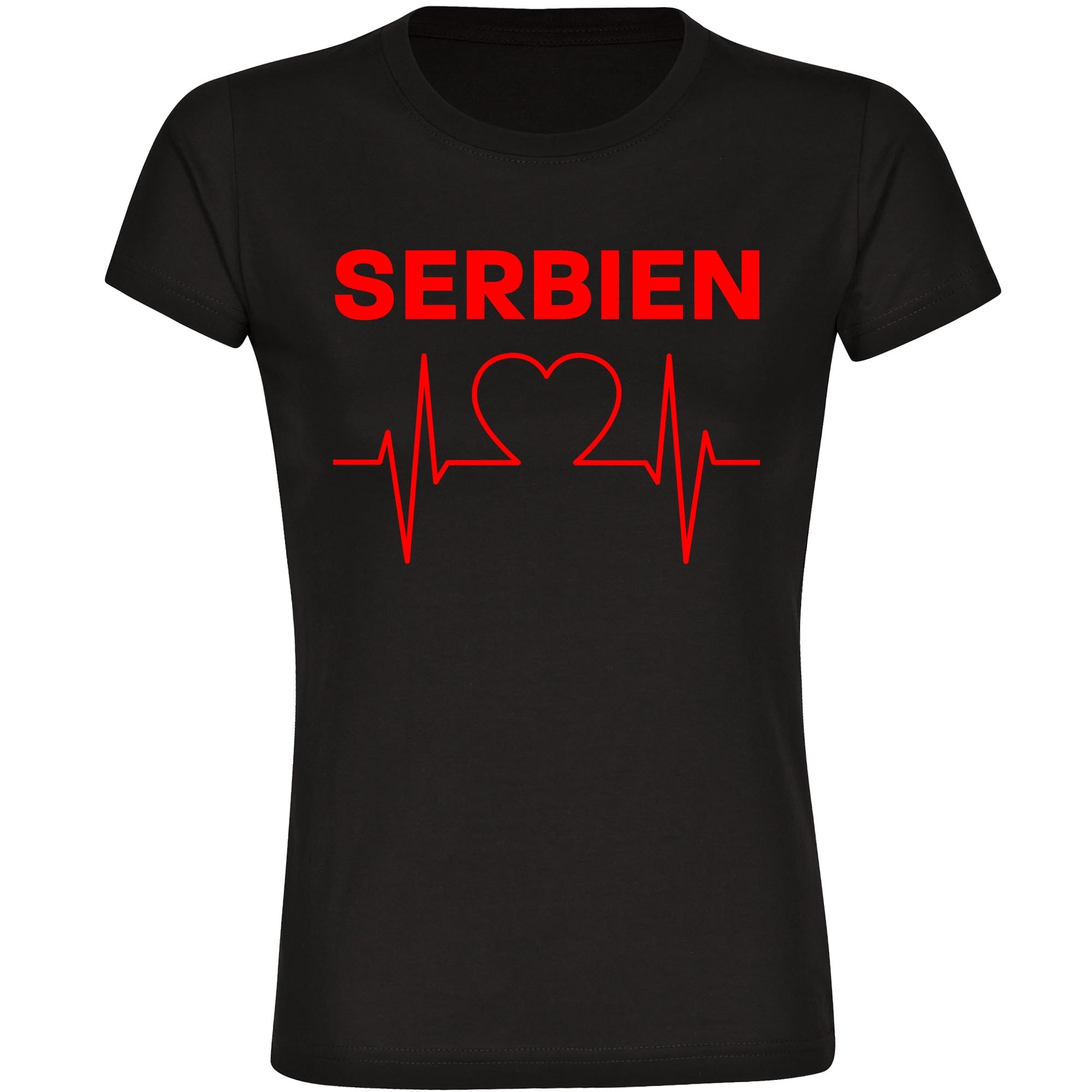 multifanshop Damen T-Shirt - Serbien - Herzschlag - Druck rot - Frauen - Bild 1