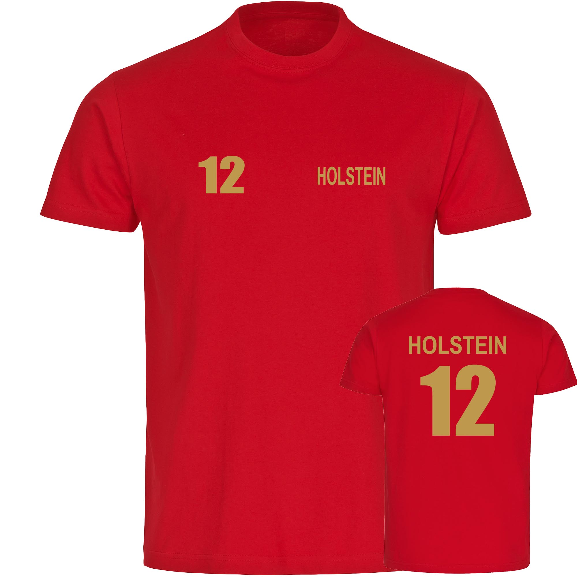 multifanshop Herren T-Shirt - Holstein - Trikot Nummer 12 gold - Druck gold metallic - M&auml;nner - Bild 1