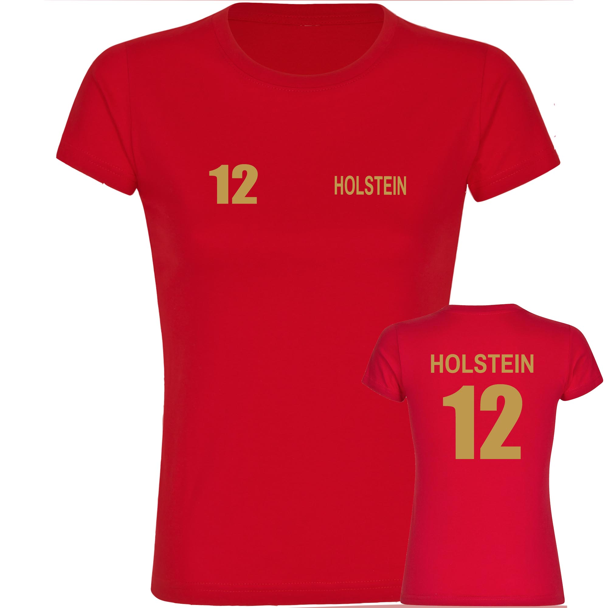 multifanshop Damen T-Shirt - Holstein - Trikot Nummer 12 gold - Druck gold metallic - Frauen - Bild 1
