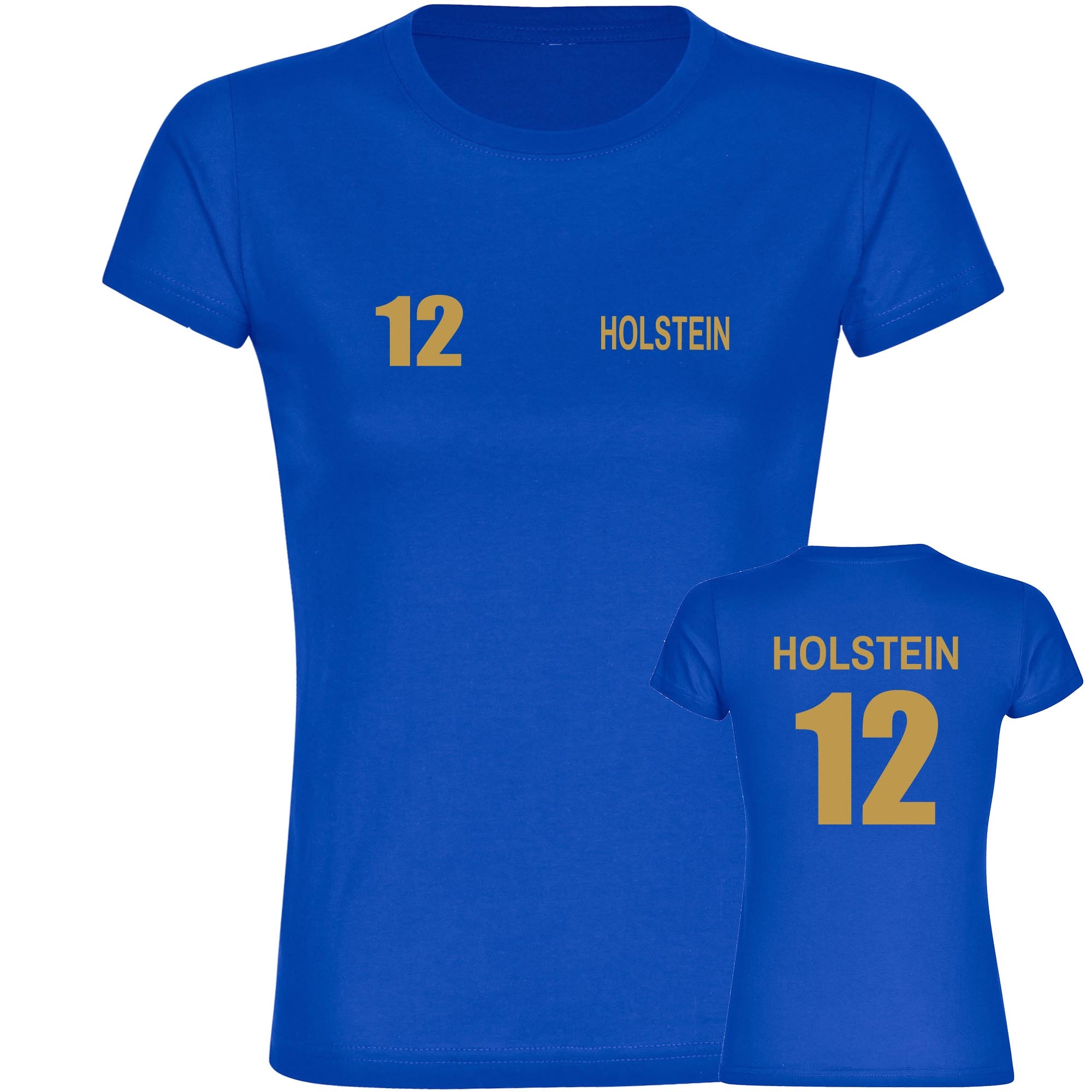 multifanshop Damen T-Shirt - Holstein - Trikot Nummer 12 gold - Druck gold metallic - Frauen - Bild 1