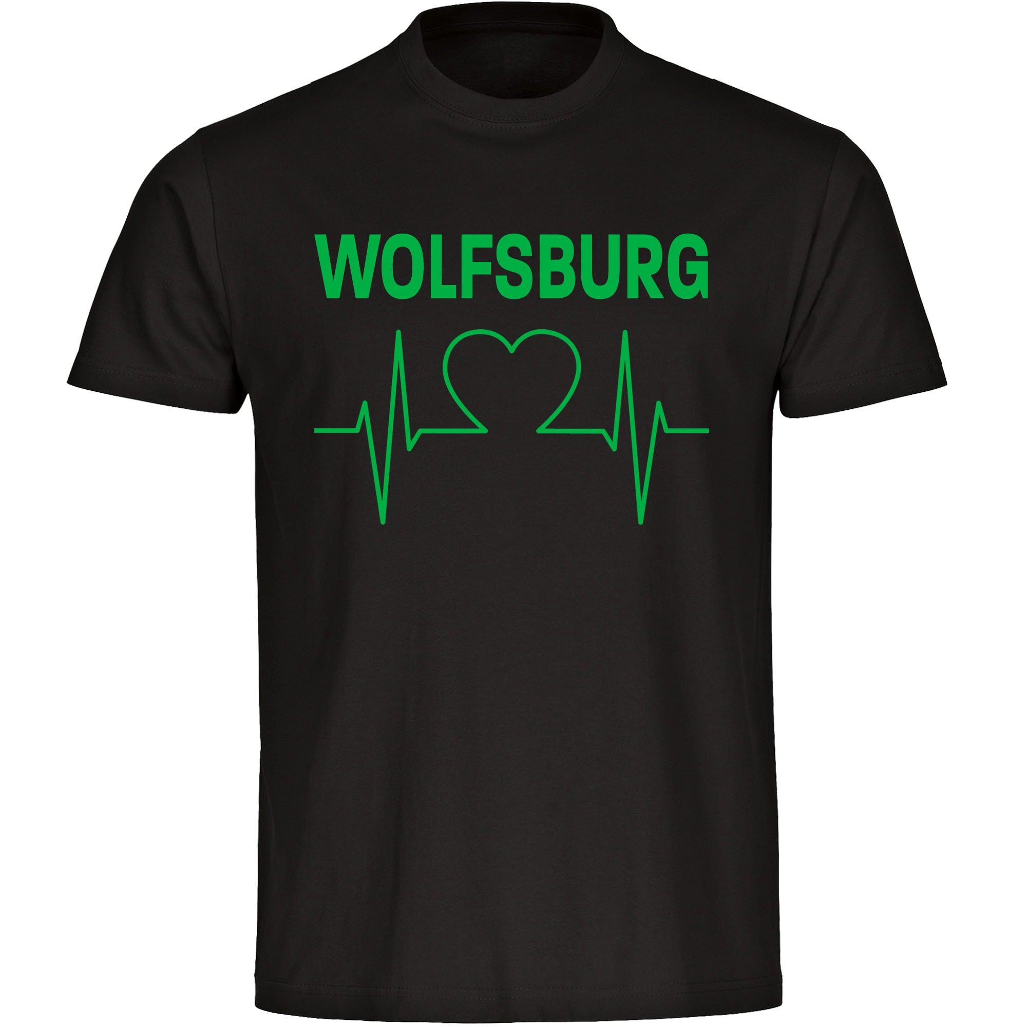 multifanshop Kinder T-Shirt - Wolfsburg - Herzschlag - Druck gr&uuml;n - Kind - Bild 1