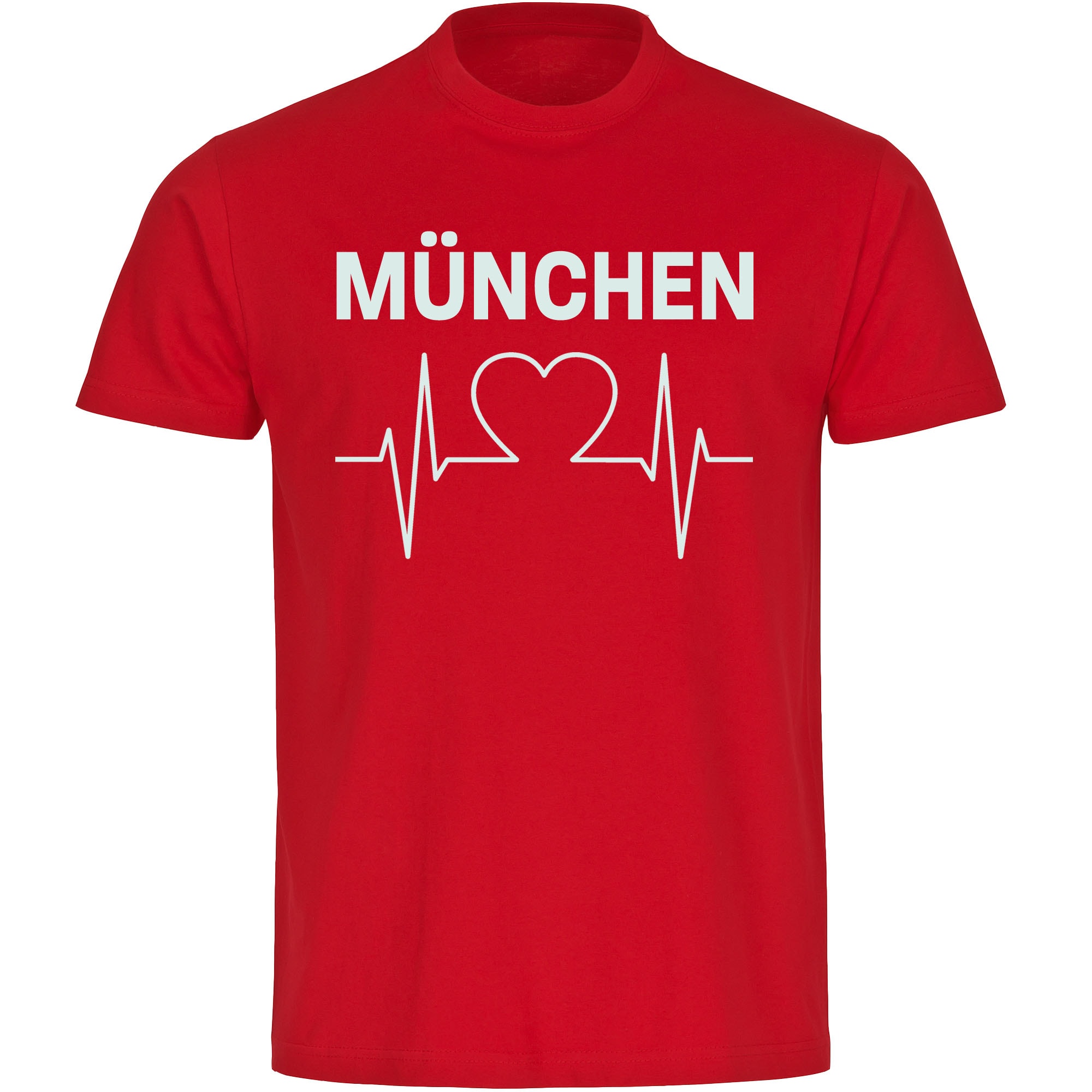 multifanshop Kinder T-Shirt - M&uuml;nchen rot - Herzschlag - Druck wei&szlig; - Kind - Bild 1