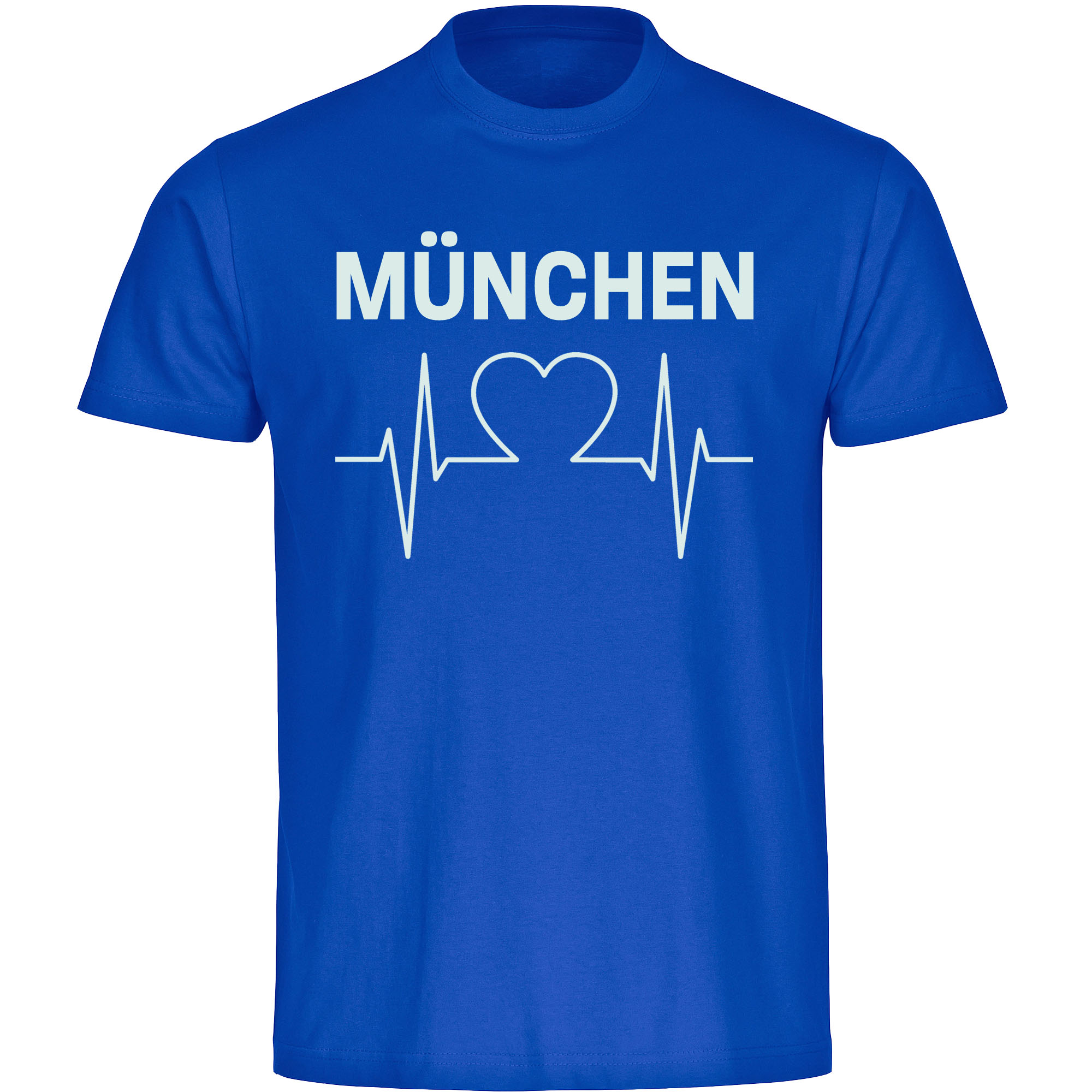 multifanshop Kinder T-Shirt - M&uuml;nchen blau - Herzschlag - Druck wei&szlig; - Kind - Bild 1