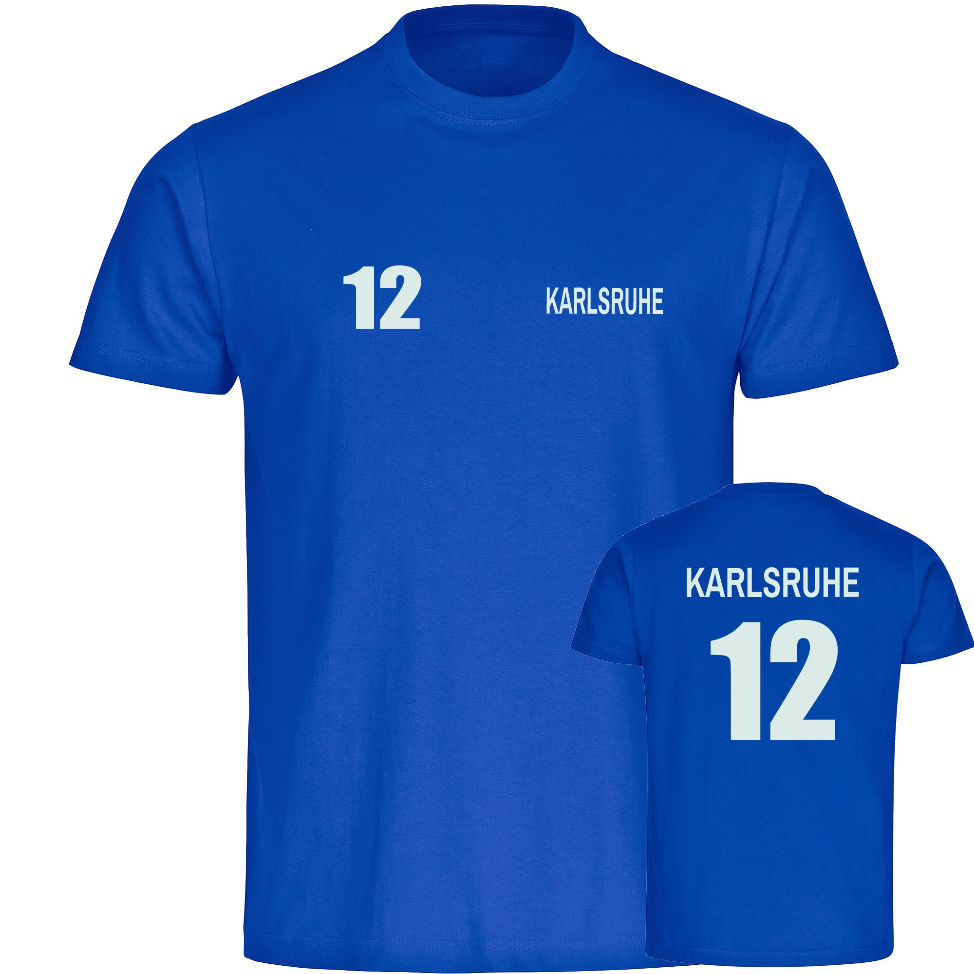 multifanshop Kinder T-Shirt - Karlsruhe - Trikot Nummer 12 - Druck wei&szlig; - Kind - Bild 1