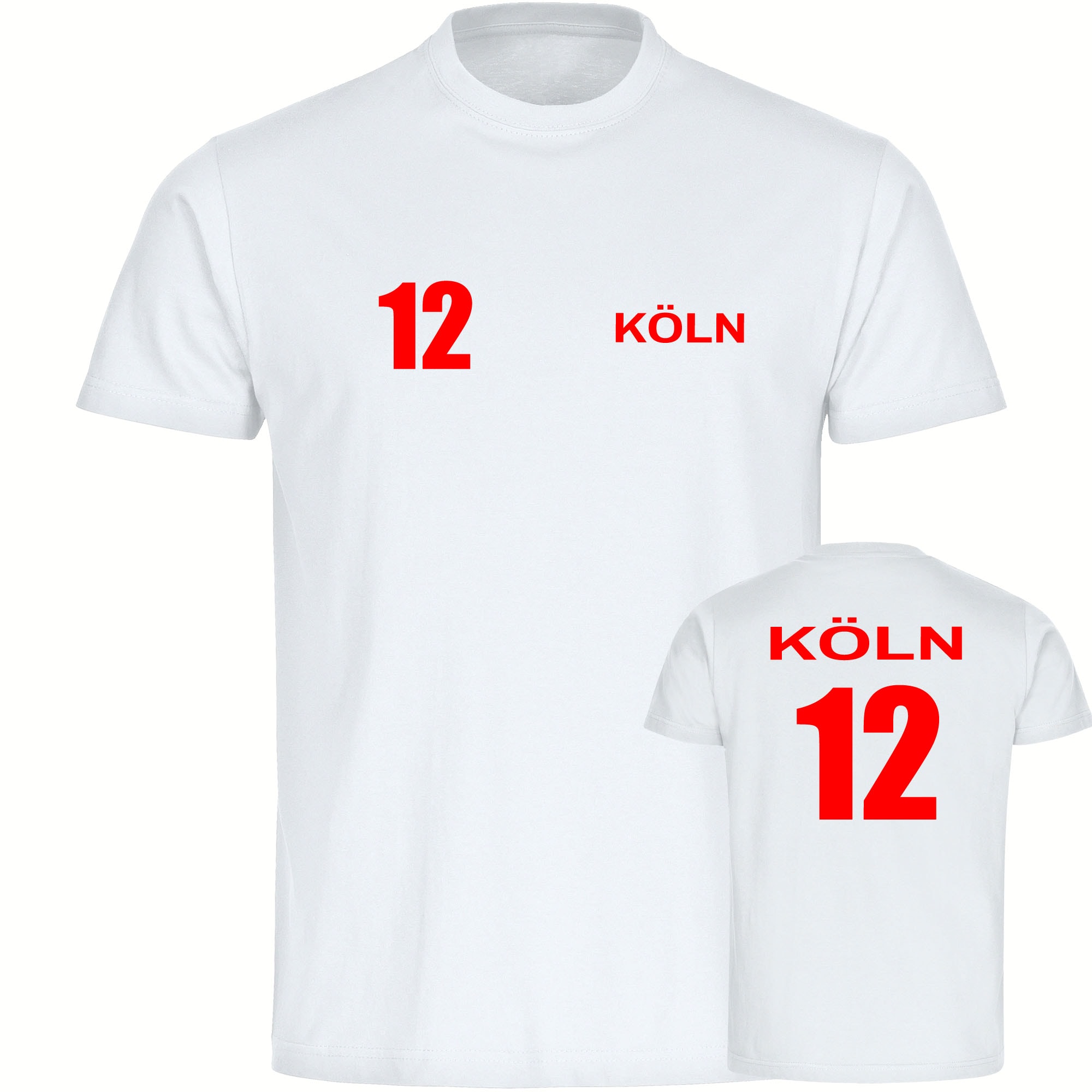 multifanshop Kinder T-Shirt - K&ouml;ln - Trikot Nummer 12 - Druck rot - Kind - Bild 1