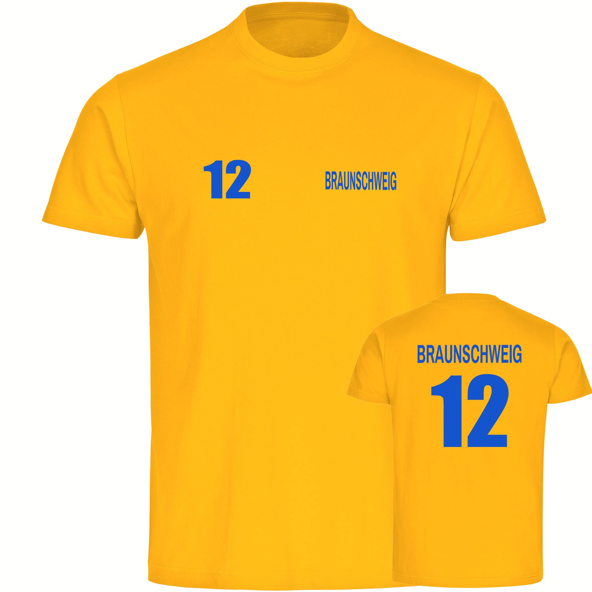 multifanshop Kinder T-Shirt - Braunschweig - Trikot Nummer 12 - Druck blau - Kind - Bild 1