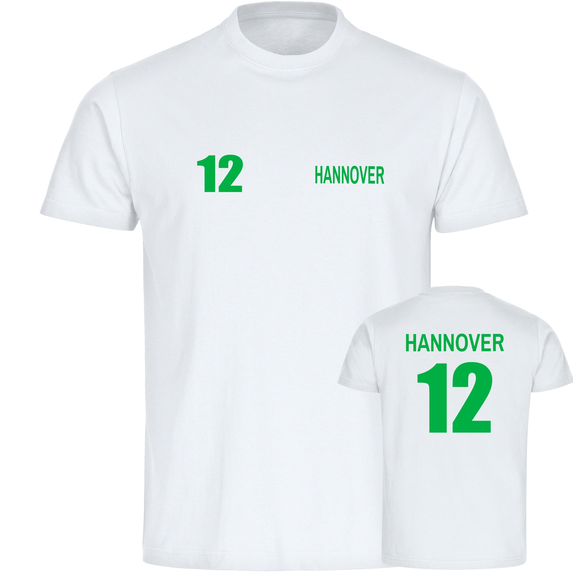 multifanshop Kinder T-Shirt - Hannover - Trikot Nummer 12 - Druck gr&uuml;n - Kind - Bild 1