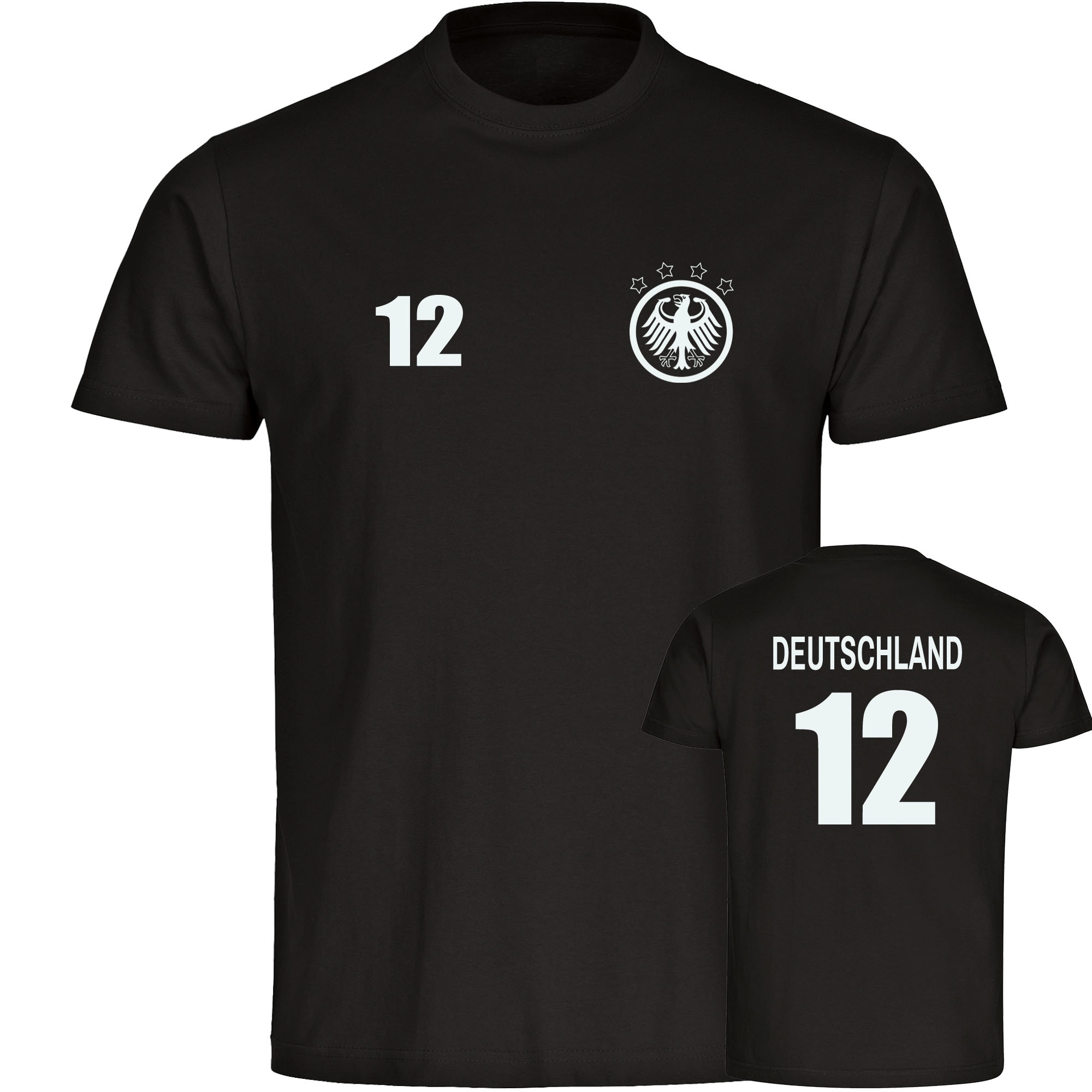 multifanshop Kinder T-Shirt - Deutschland - Adler Retro Trikot 12 - Druck wei&szlig; - Kind - Bild 1
