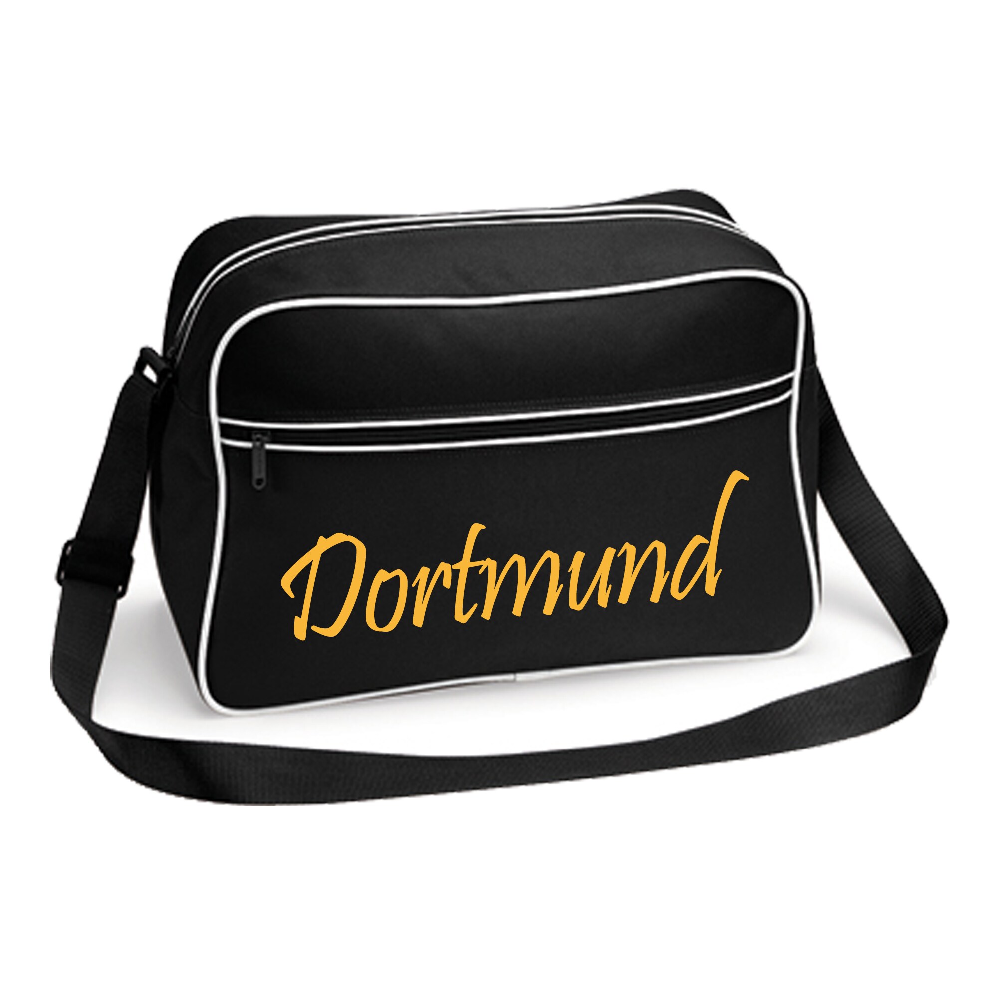 multifanshop Retrotasche - Dortmund - Schriftzug - Druck gelb - Tasche - Bild 1