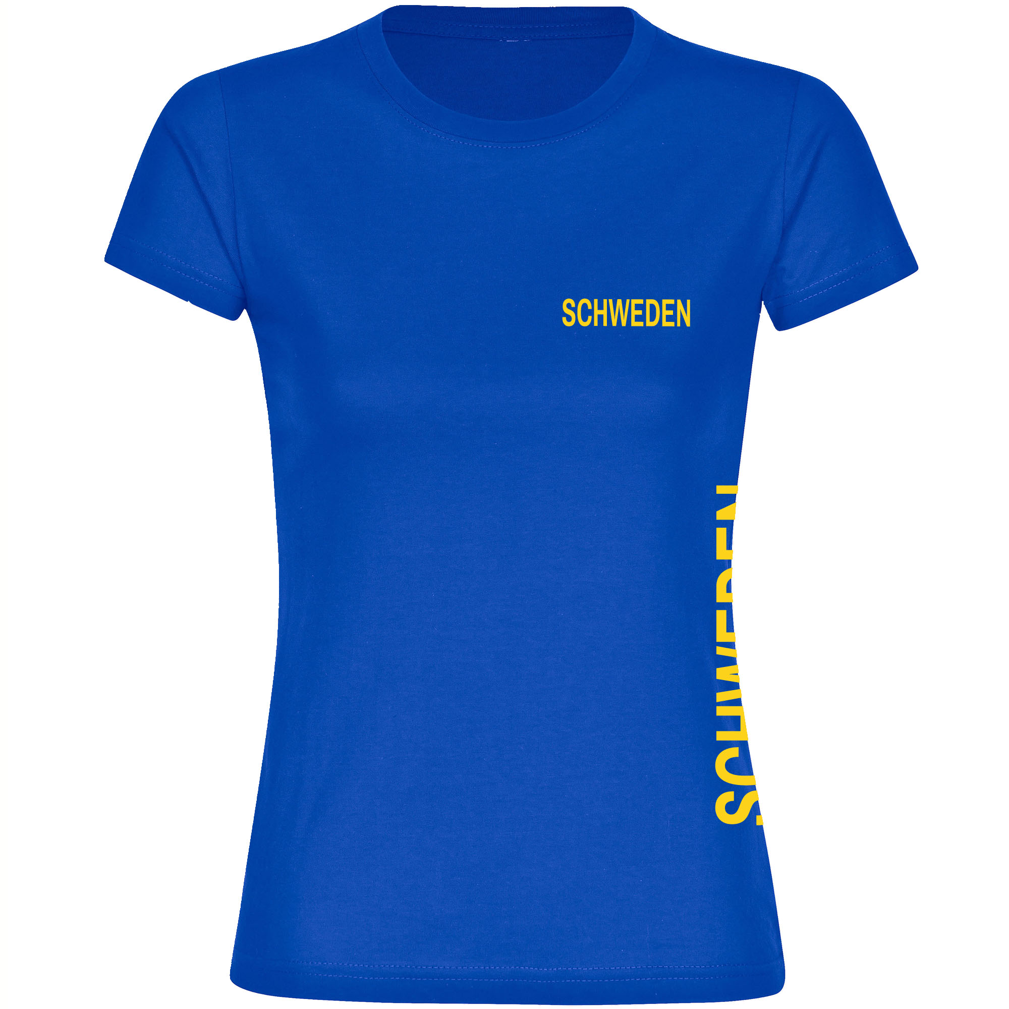 multifanshop Damen T-Shirt - Schweden - Brust & Seite - Druck gelb - Frauen - Bild 1