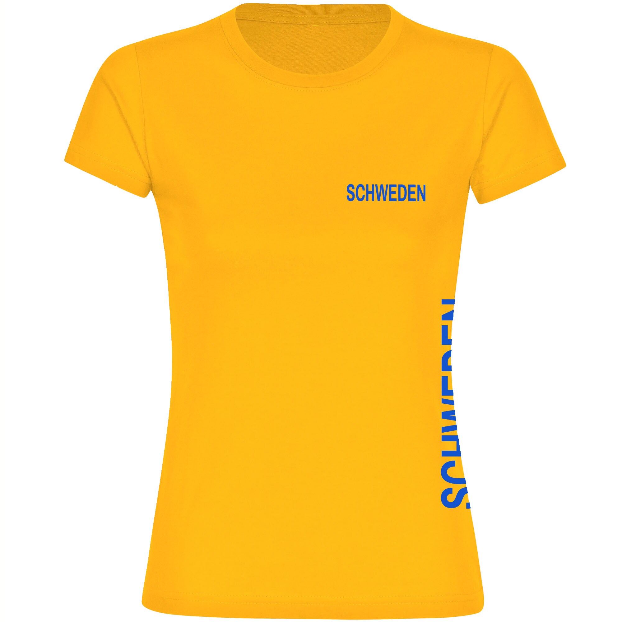 multifanshop Damen T-Shirt - Schweden - Brust & Seite - Druck blau - Frauen - Bild 1