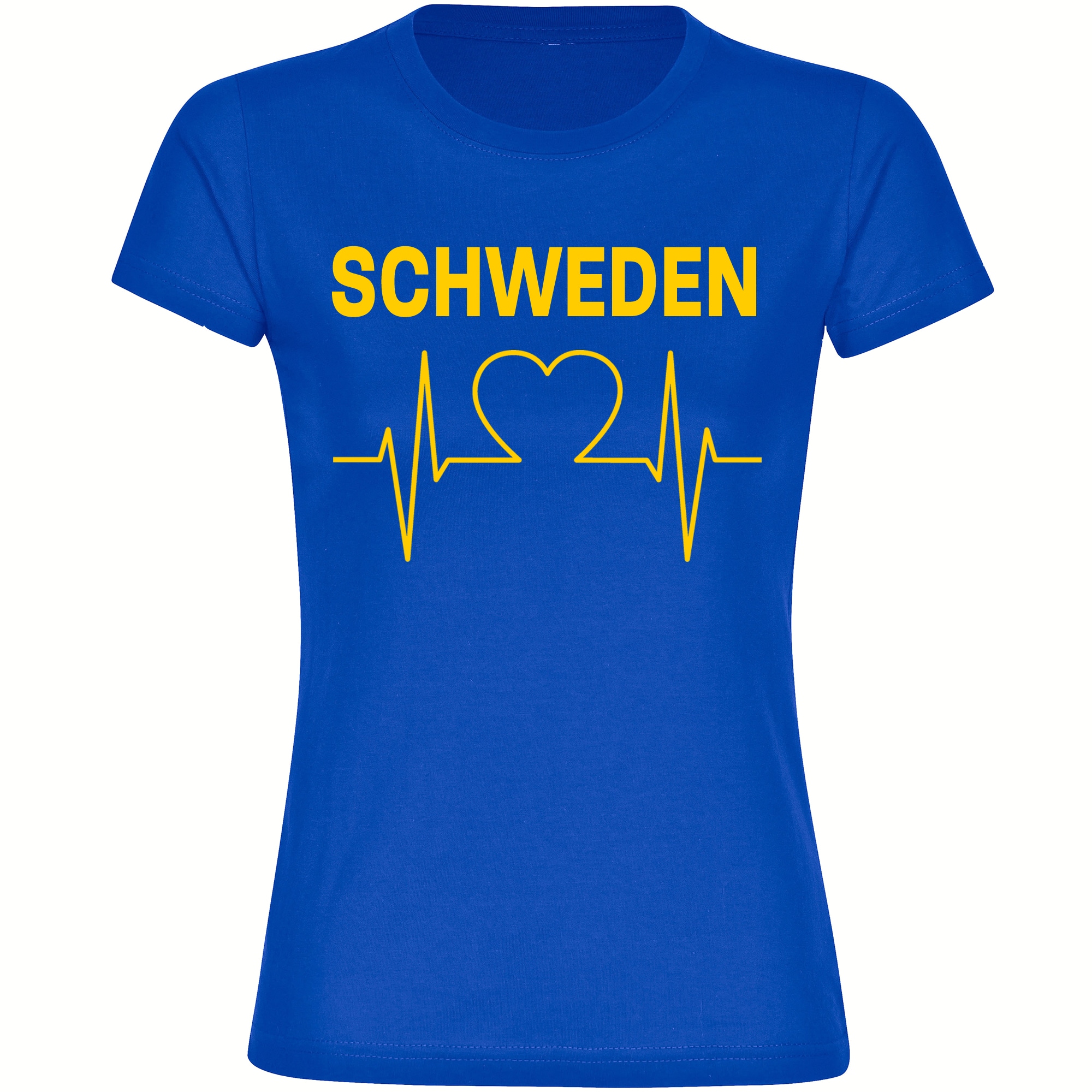 multifanshop Damen T-Shirt - Schweden - Herzschlag - Druck gelb - Frauen - Bild 1