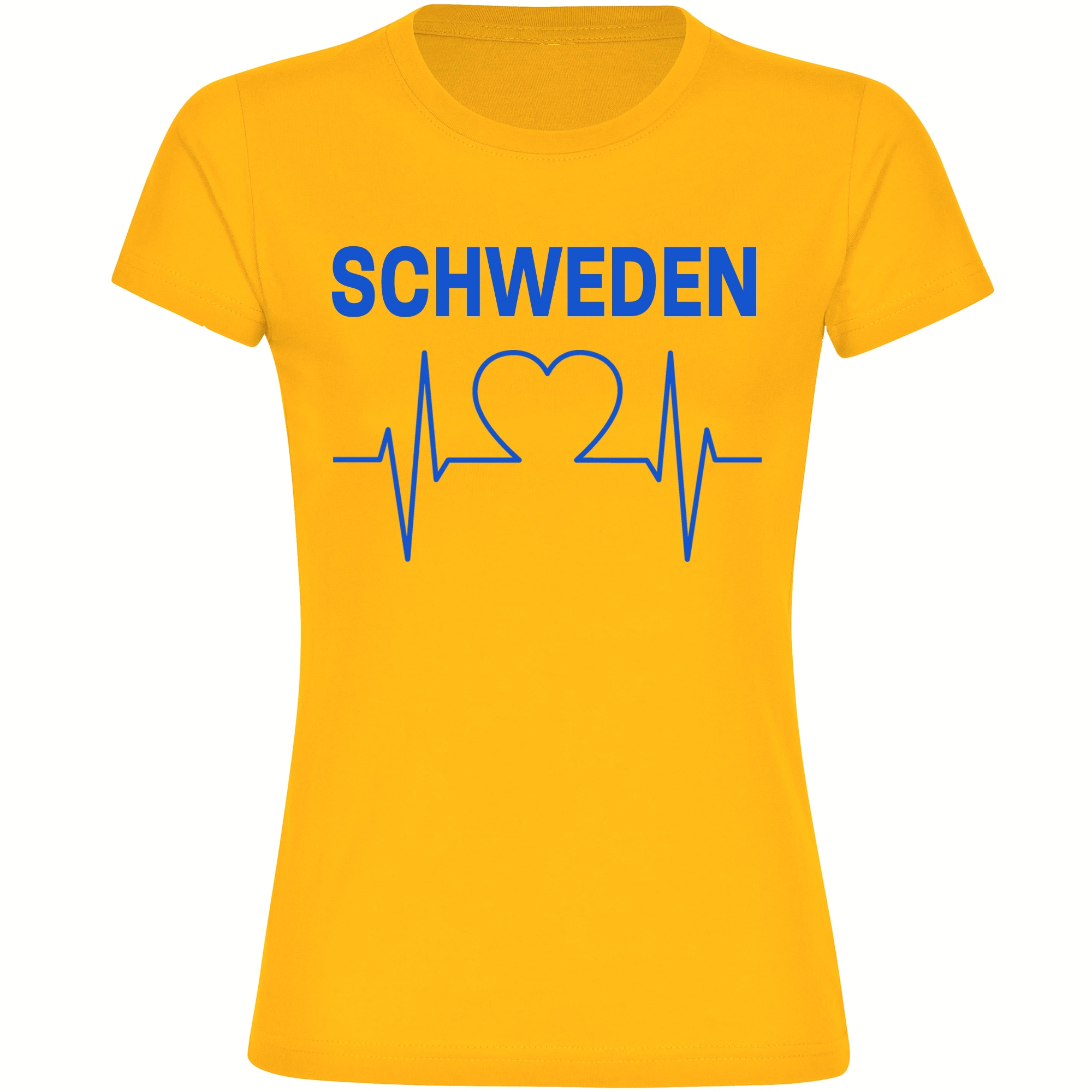 multifanshop Damen T-Shirt - Schweden - Herzschlag - Druck blau - Frauen - Bild 1
