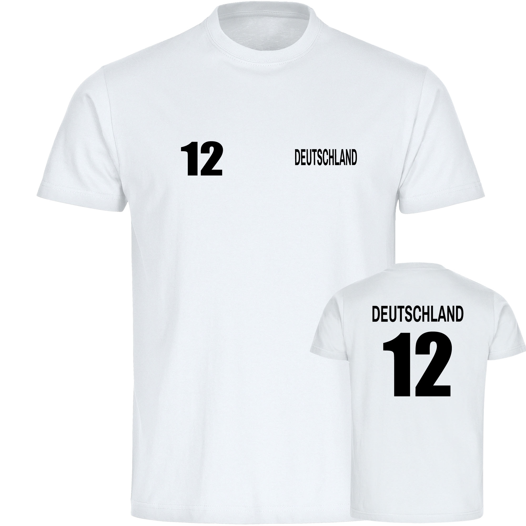 multifanshop Kinder T-Shirt - Deutschland - Trikot Nummer 12 - Druck schwarz - Kind - Bild 1