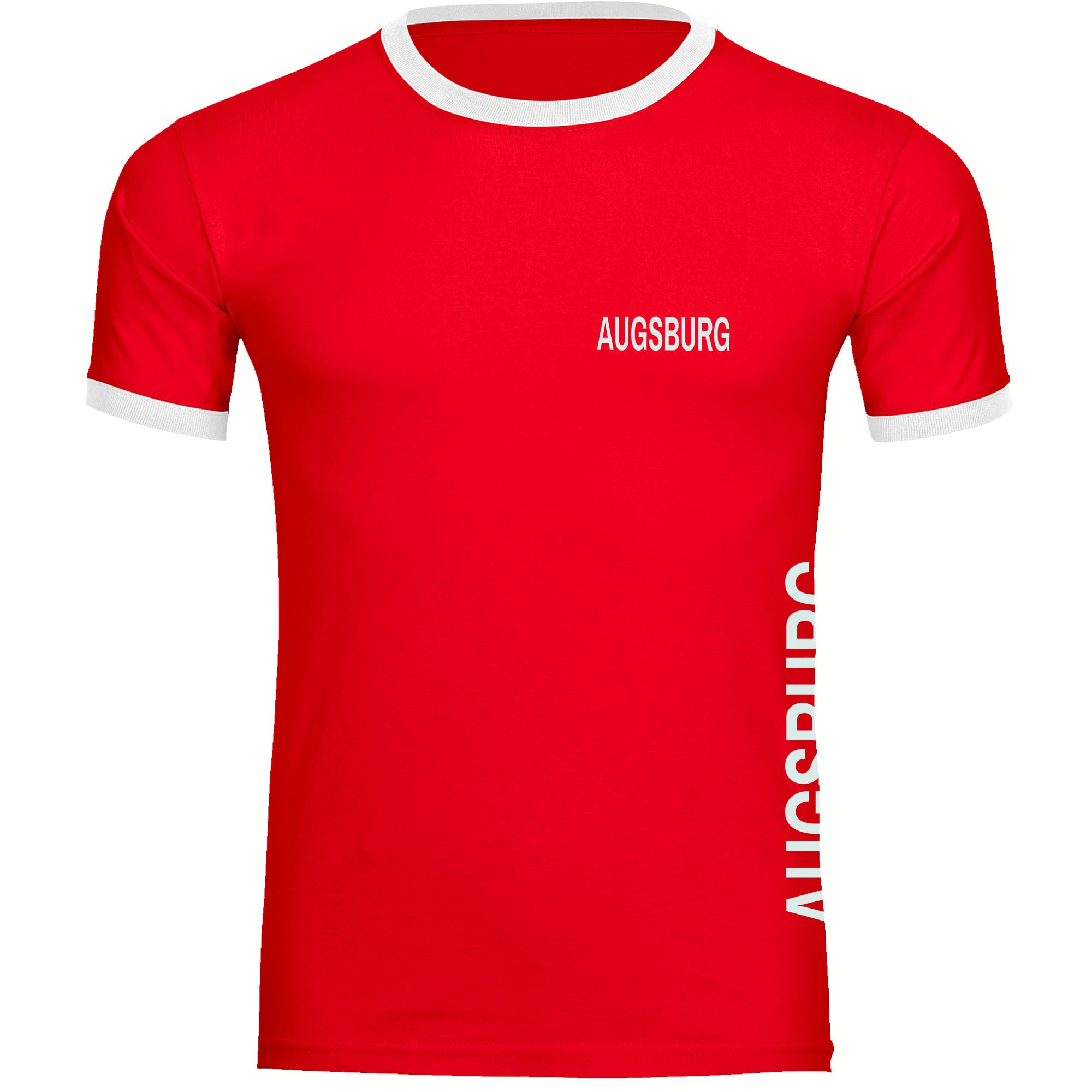 multifanshop Kontrast T-Shirt - Augsburg - Brust & Seite - Druck wei&szlig; - M&auml;nner - Bild 1