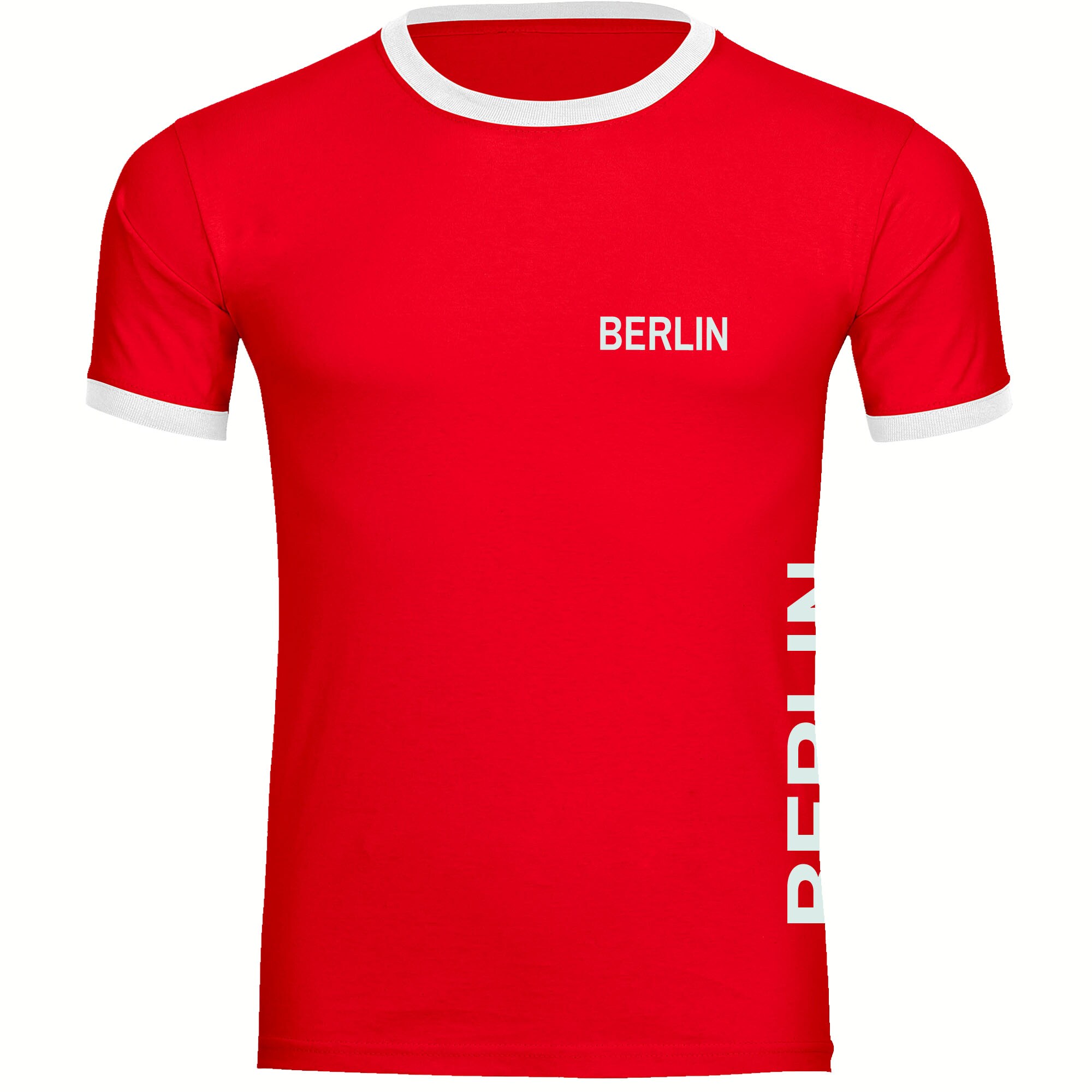 multifanshop Kontrast T-Shirt - Berlin rot - Brust & Seite - Druck wei&szlig; - M&auml;nner - Bild 1