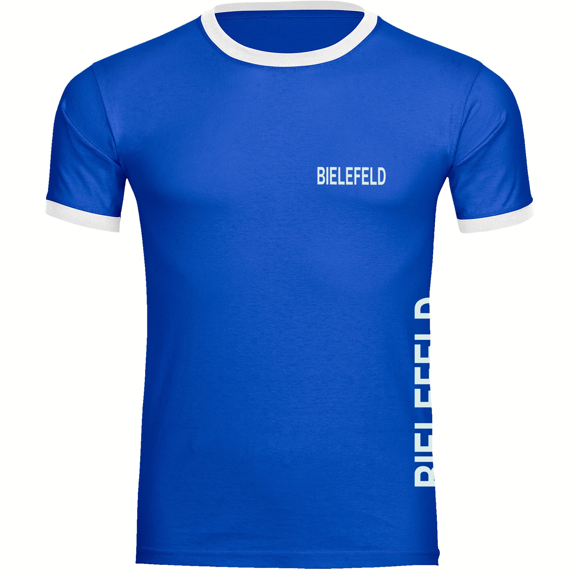 multifanshop Kontrast T-Shirt - Bielefeld - Brust & Seite - Druck wei&szlig; - M&auml;nner - Bild 1