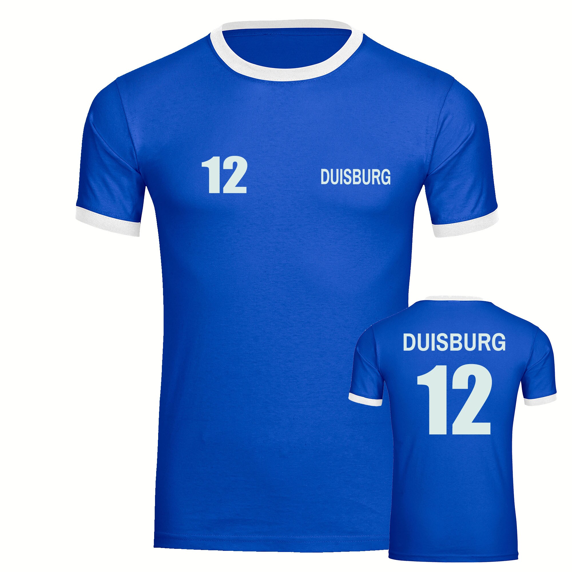 multifanshop Kontrast T-Shirt - Duisburg - Trikot Nummer 12 - Druck wei&szlig; - M&auml;nner - Bild 1