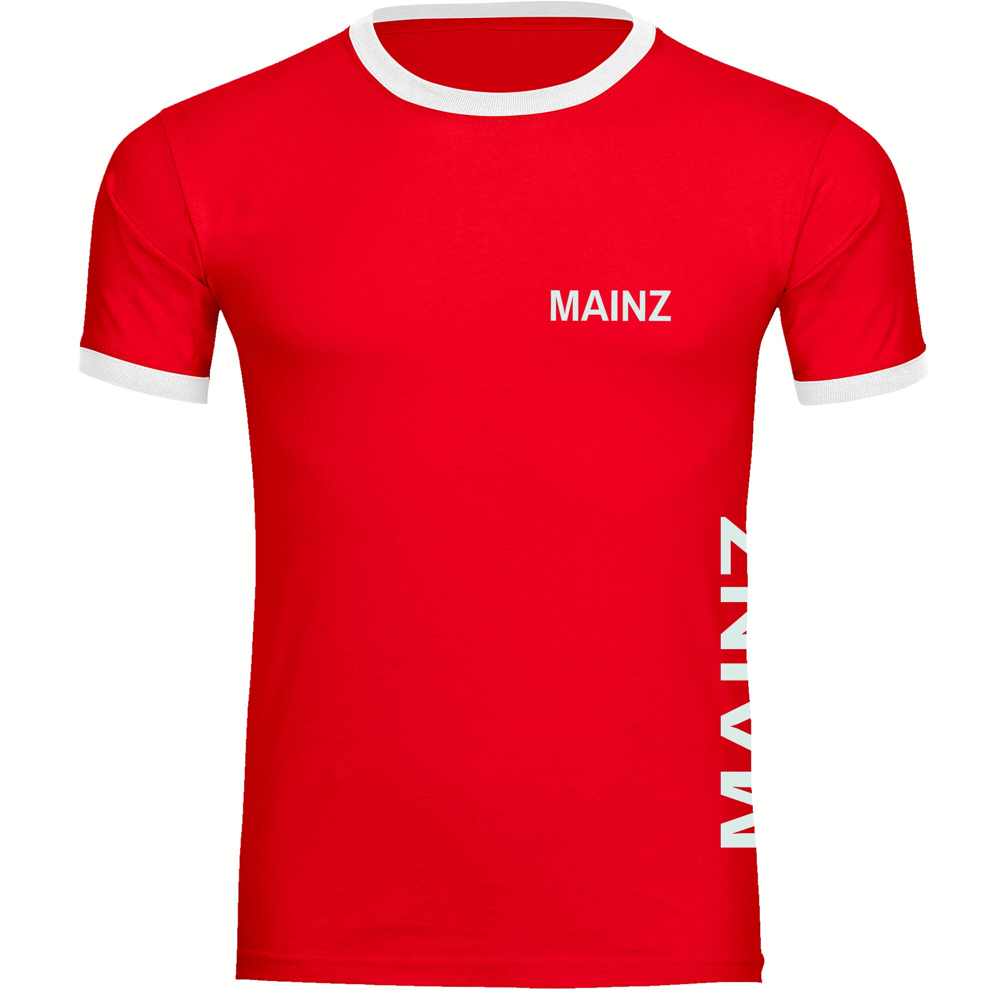 multifanshop Kontrast T-Shirt - Mainz - Brust & Seite - Druck wei&szlig; - M&auml;nner - Bild 1