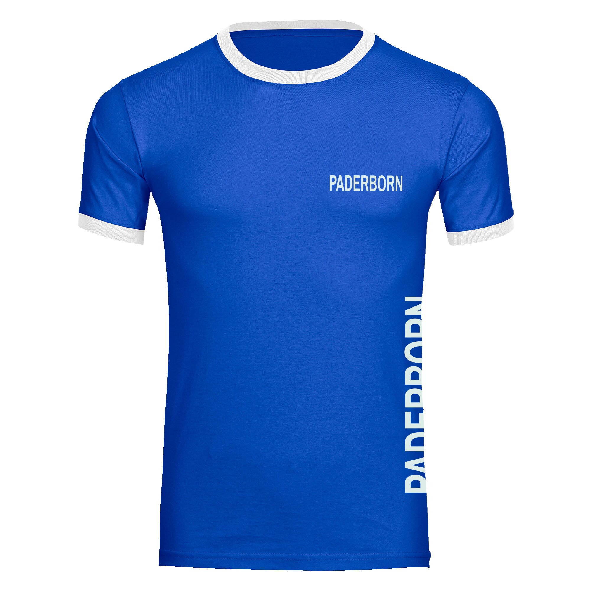 multifanshop Kontrast T-Shirt - Paderborn - Brust & Seite - Druck wei&szlig; - M&auml;nner - Bild 1