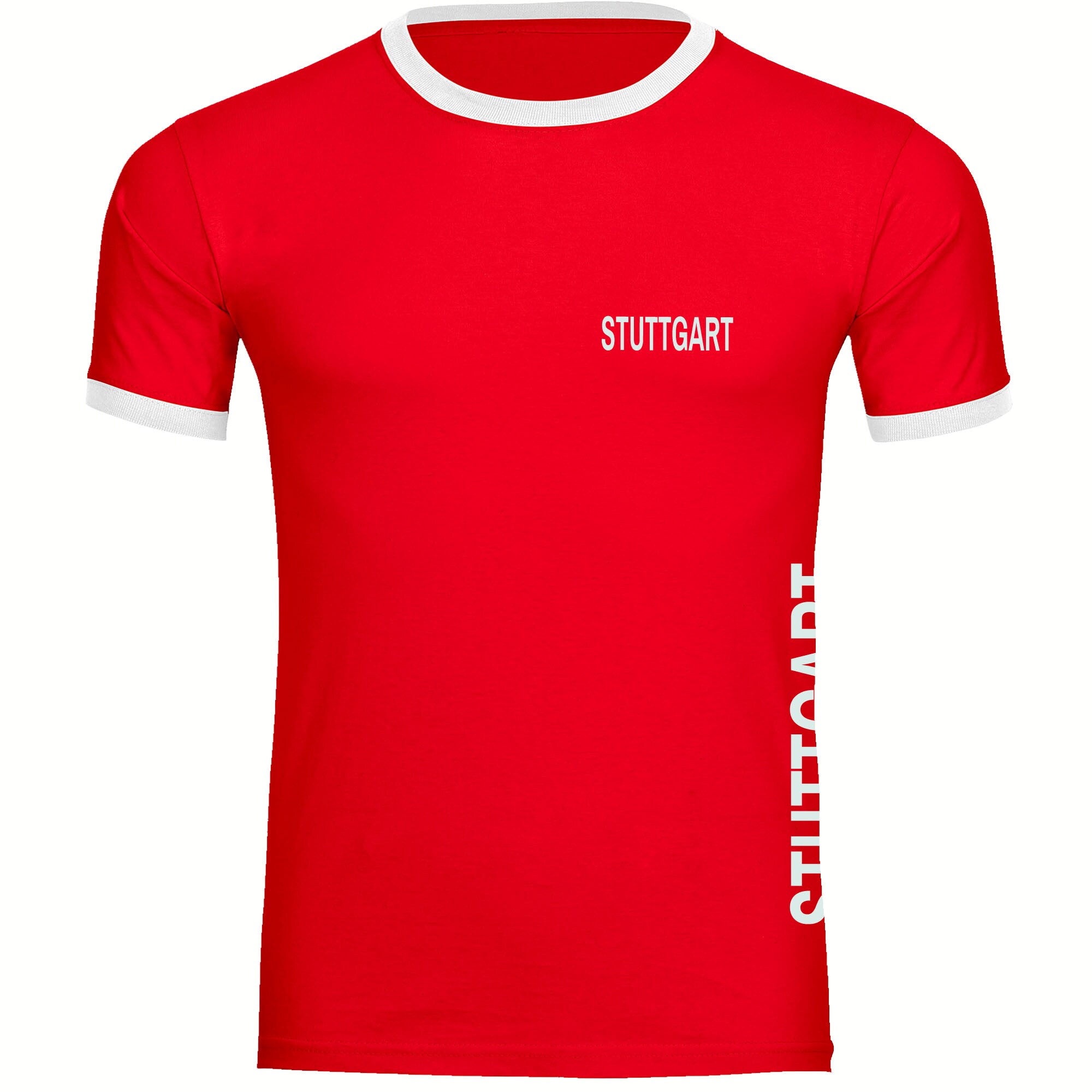 multifanshop Kontrast T-Shirt - Stuttgart - Brust & Seite - Druck wei&szlig; - M&auml;nner - Bild 1