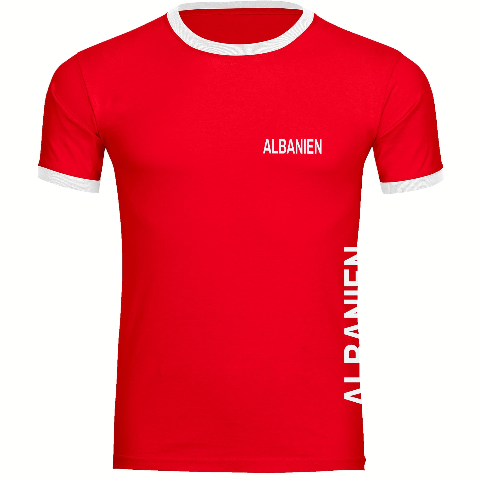 multifanshop Kontrast T-Shirt - Albanien - Brust & Seite - Druck wei&szlig; - M&auml;nner - Bild 1