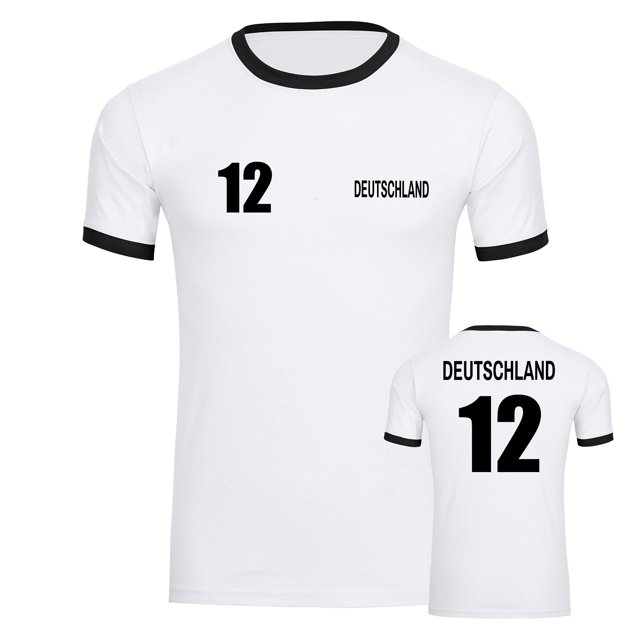 multifanshop Kontrast T-Shirt - Deutschland - Trikot Nummer 12 - Druck schwarz - M&auml;nner - Bild 1