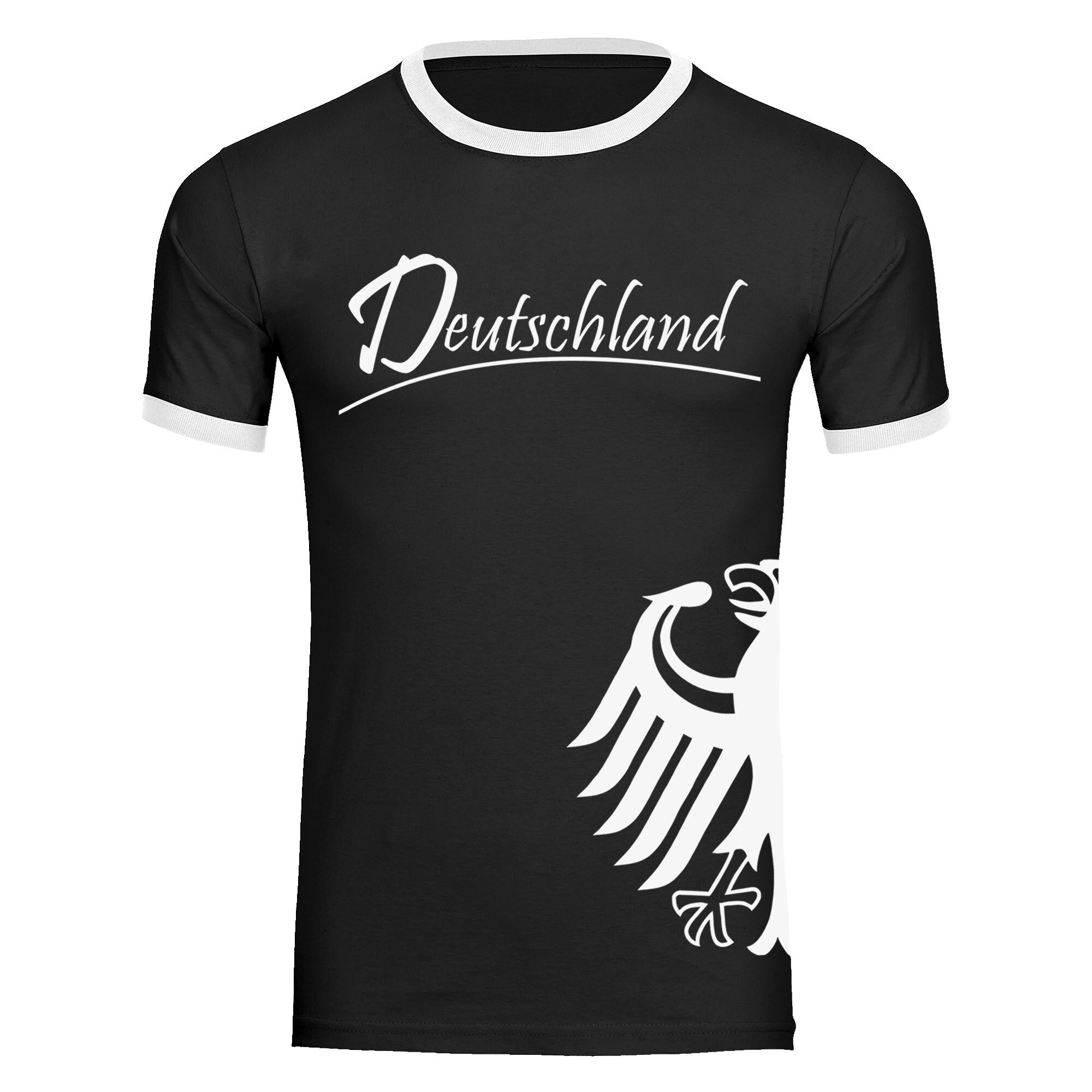 multifanshop Kontrast T-Shirt - Deutschland - Adler seitlich - Druck wei&szlig; - M&auml;nner - Bild 1