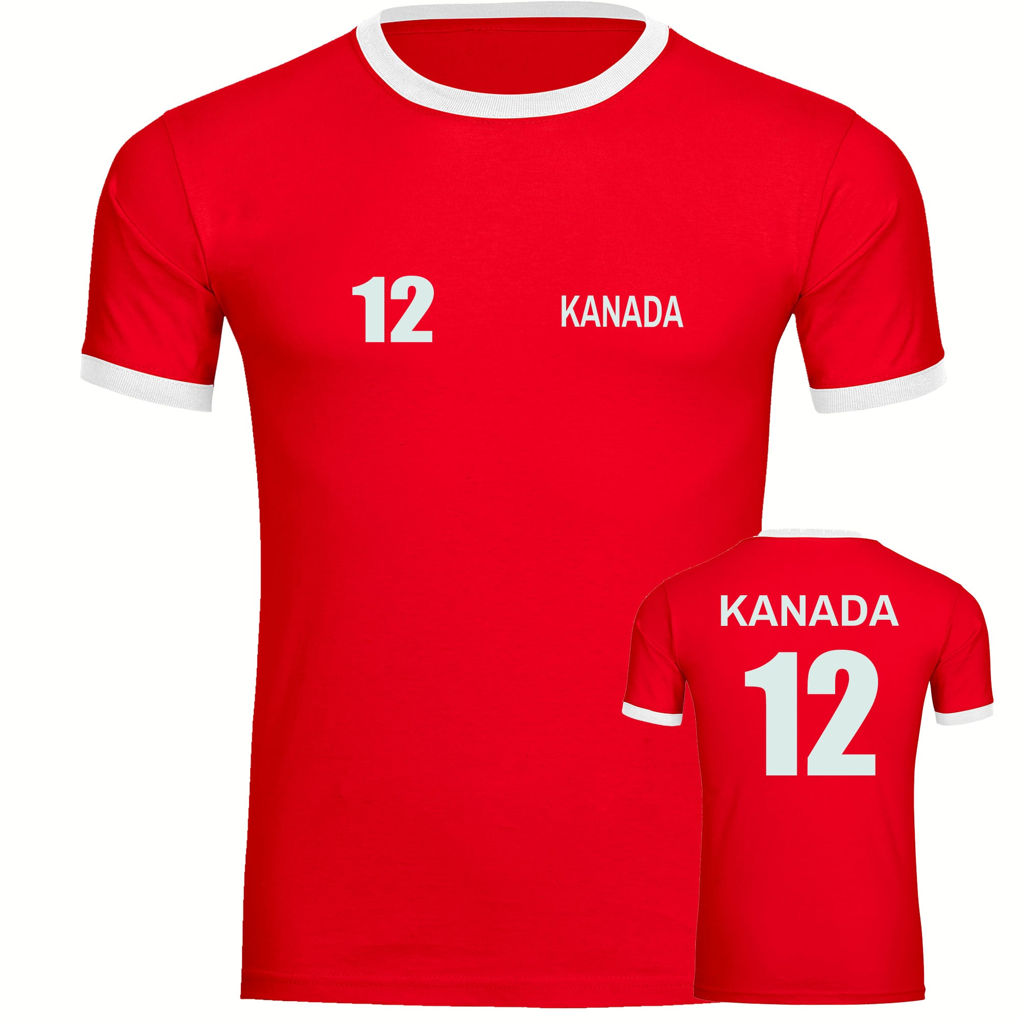 multifanshop Kontrast T-Shirt - Kanada - Trikot Nummer 12 - Druck wei&szlig; - M&auml;nner - Bild 1