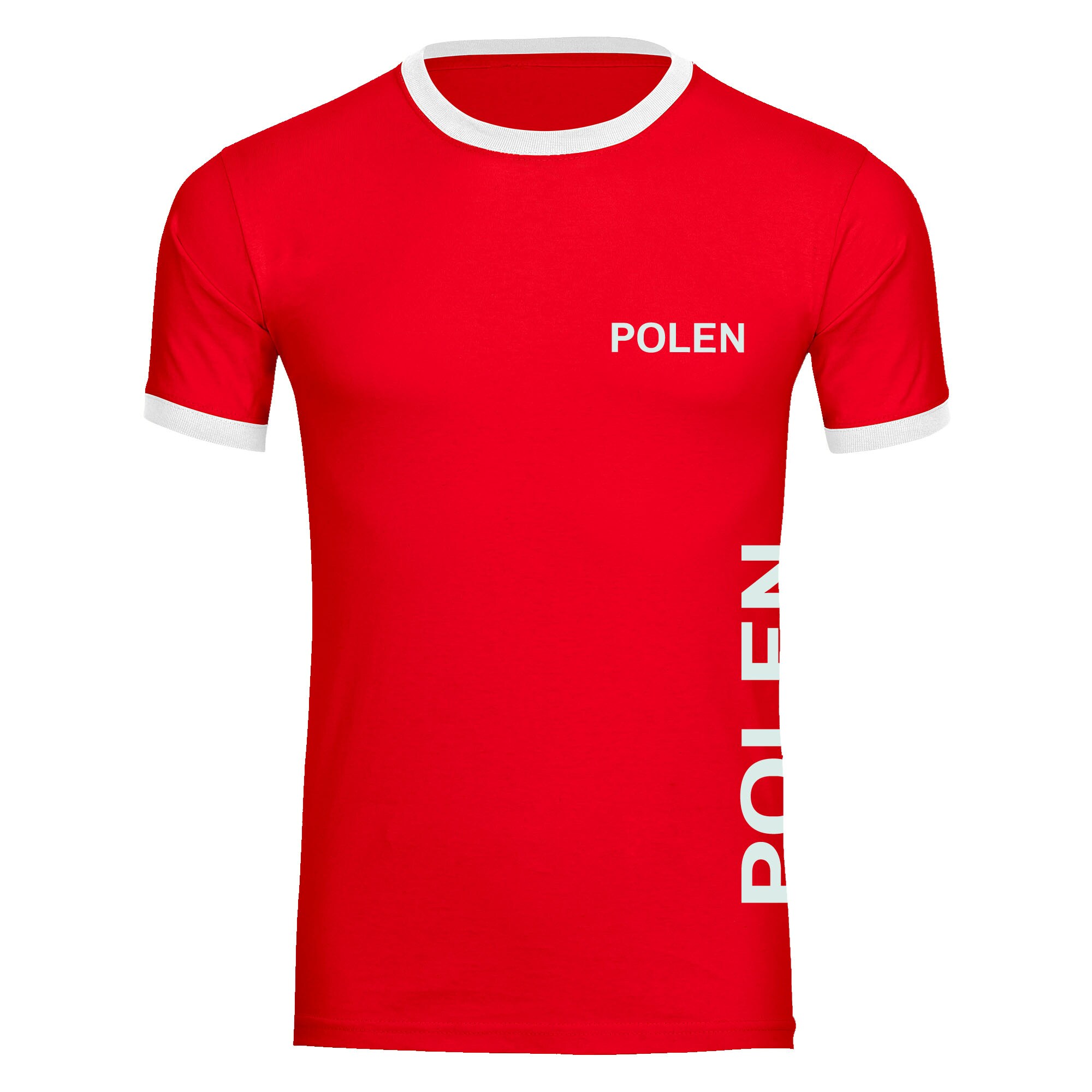 multifanshop Kontrast T-Shirt - Polen - Brust & Seite - Druck wei&szlig; - M&auml;nner - Bild 1