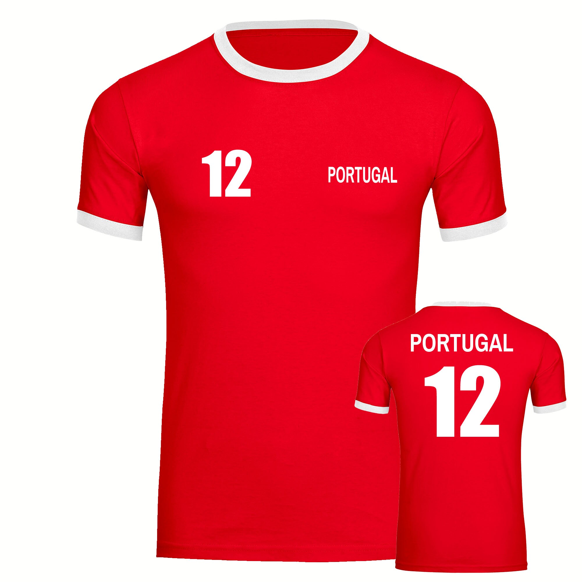 multifanshop Kontrast T-Shirt - Portugal - Trikot Nummer 12 - Druck wei&szlig; - M&auml;nner - Bild 1
