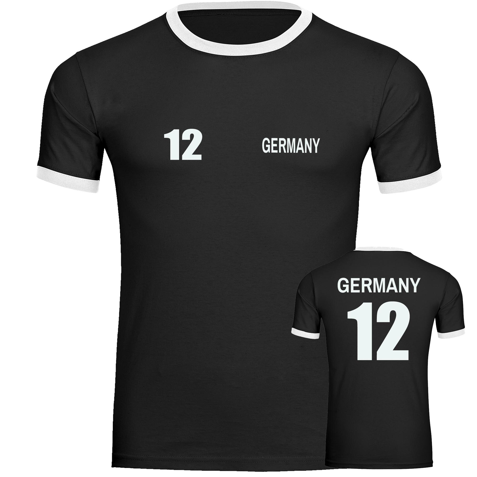 multifanshop Kontrast T-Shirt - Germany - Trikot Nummer 12 - Druck wei&szlig; - M&auml;nner - Bild 1