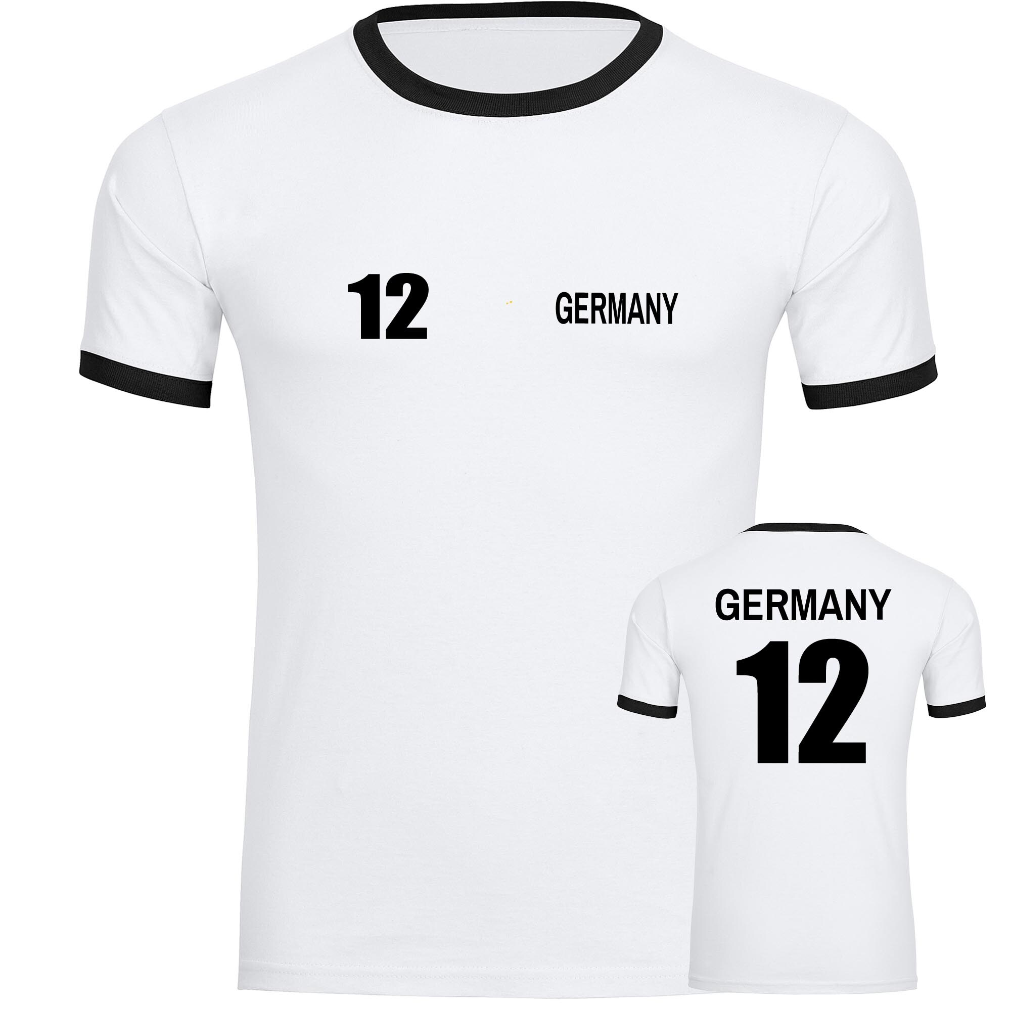 multifanshop Kontrast T-Shirt - Germany - Trikot Nummer 12 - Druck schwarz - M&auml;nner - Bild 1