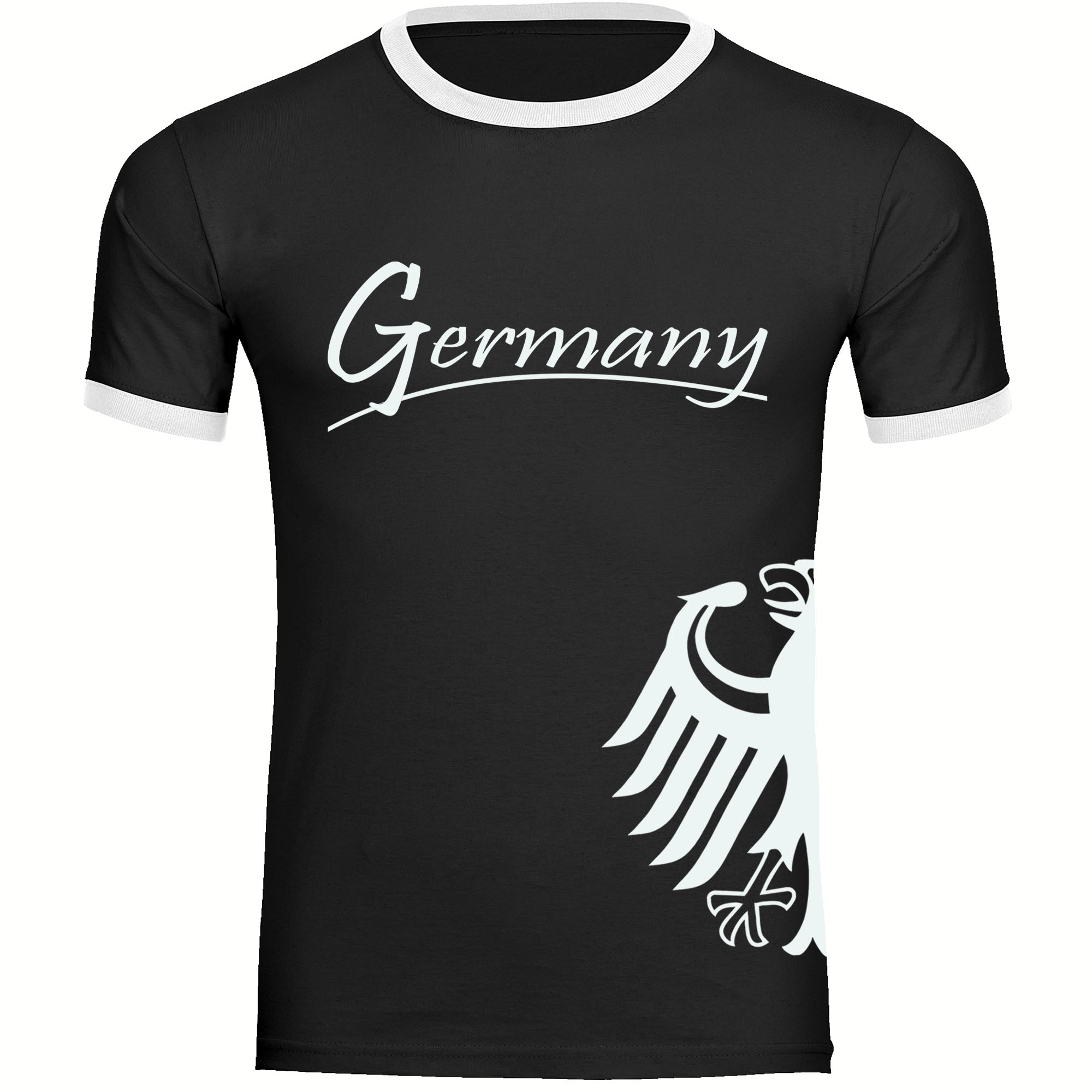 multifanshop Kontrast T-Shirt - Germany - Adler seitlich - Druck wei&szlig; - M&auml;nner - Bild 1