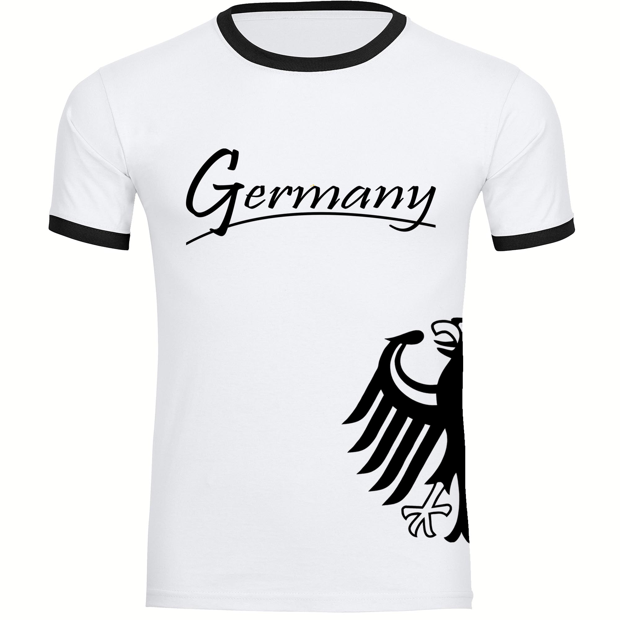 multifanshop Kontrast T-Shirt - Germany - Adler seitlich - Druck schwarz - M&auml;nner - Bild 1