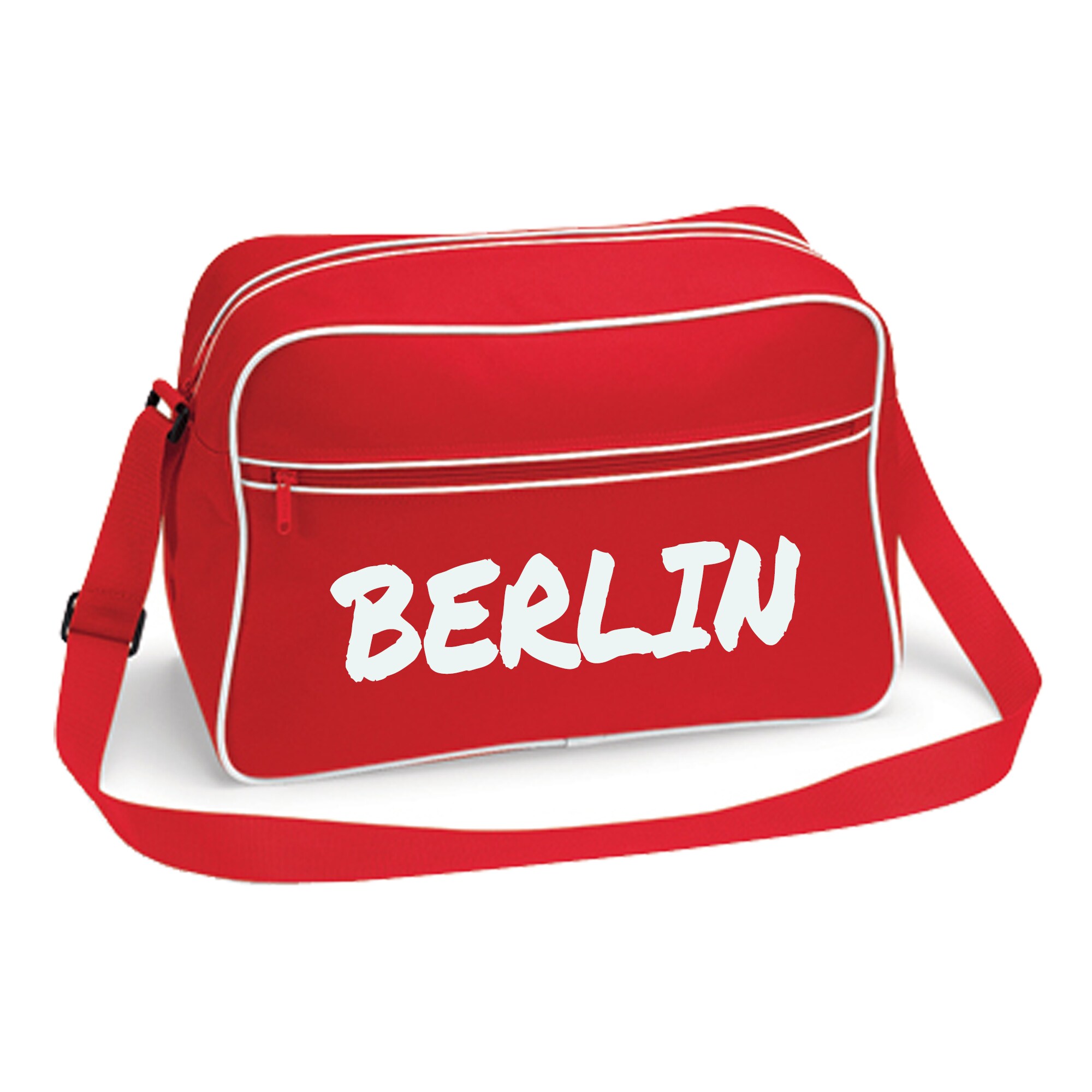 multifanshop Retrotasche - Berlin rot - Textmarker - Druck wei&szlig; - Tasche - Bild 1