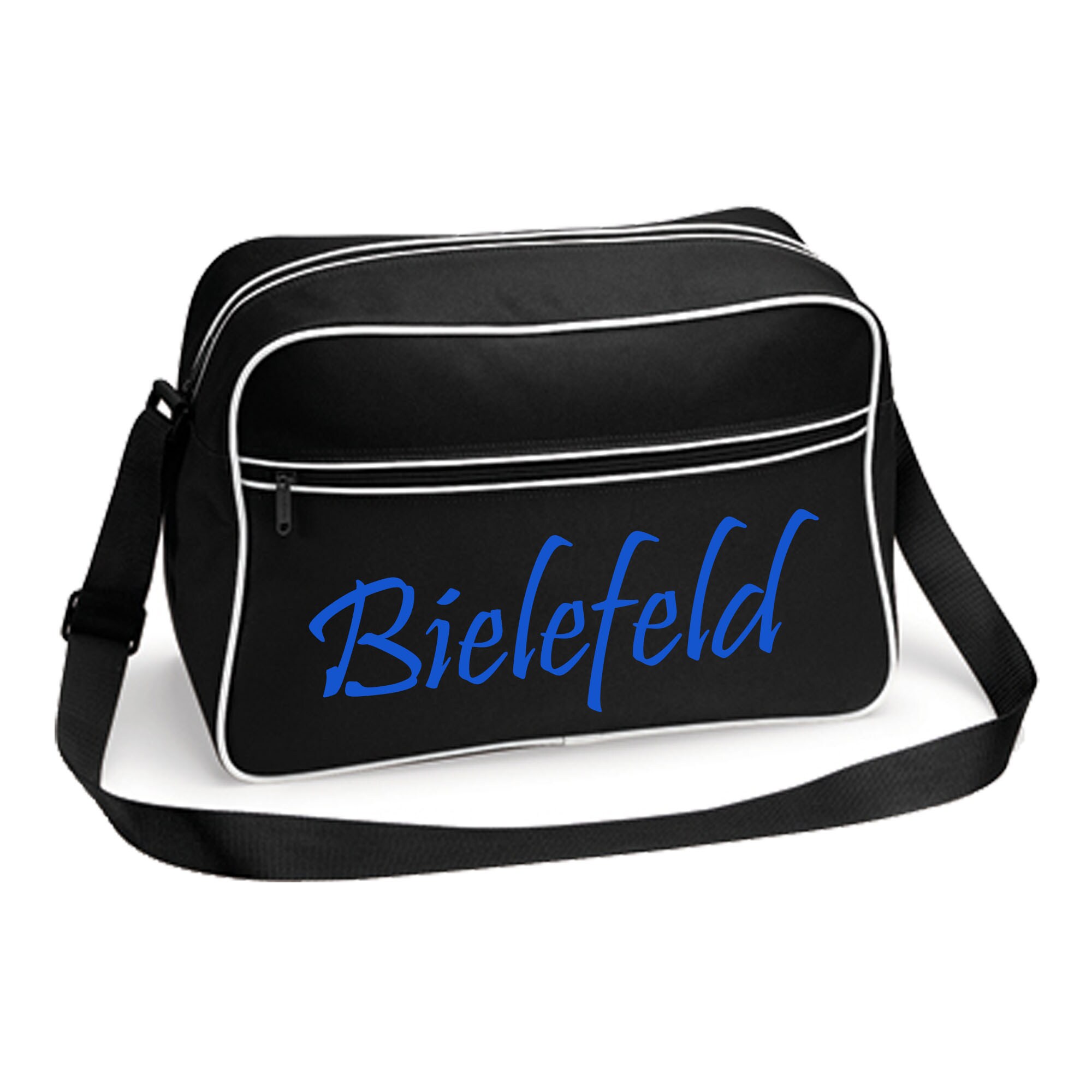 multifanshop Retrotasche - Bielefeld - Schriftzug - Druck blau - Tasche - Bild 1