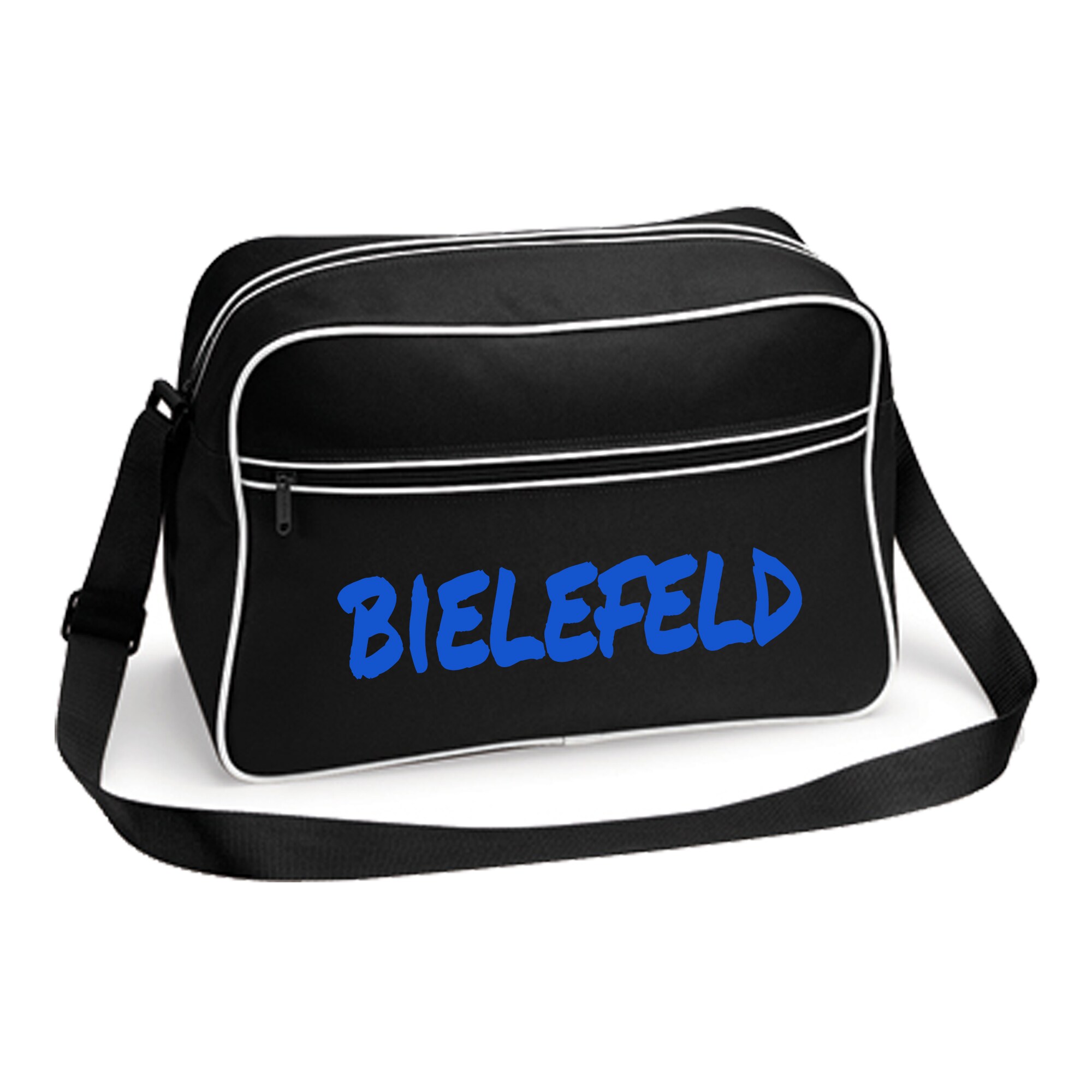 multifanshop Retrotasche - Bielefeld - Textmarker - Druck blau - Tasche - Bild 1