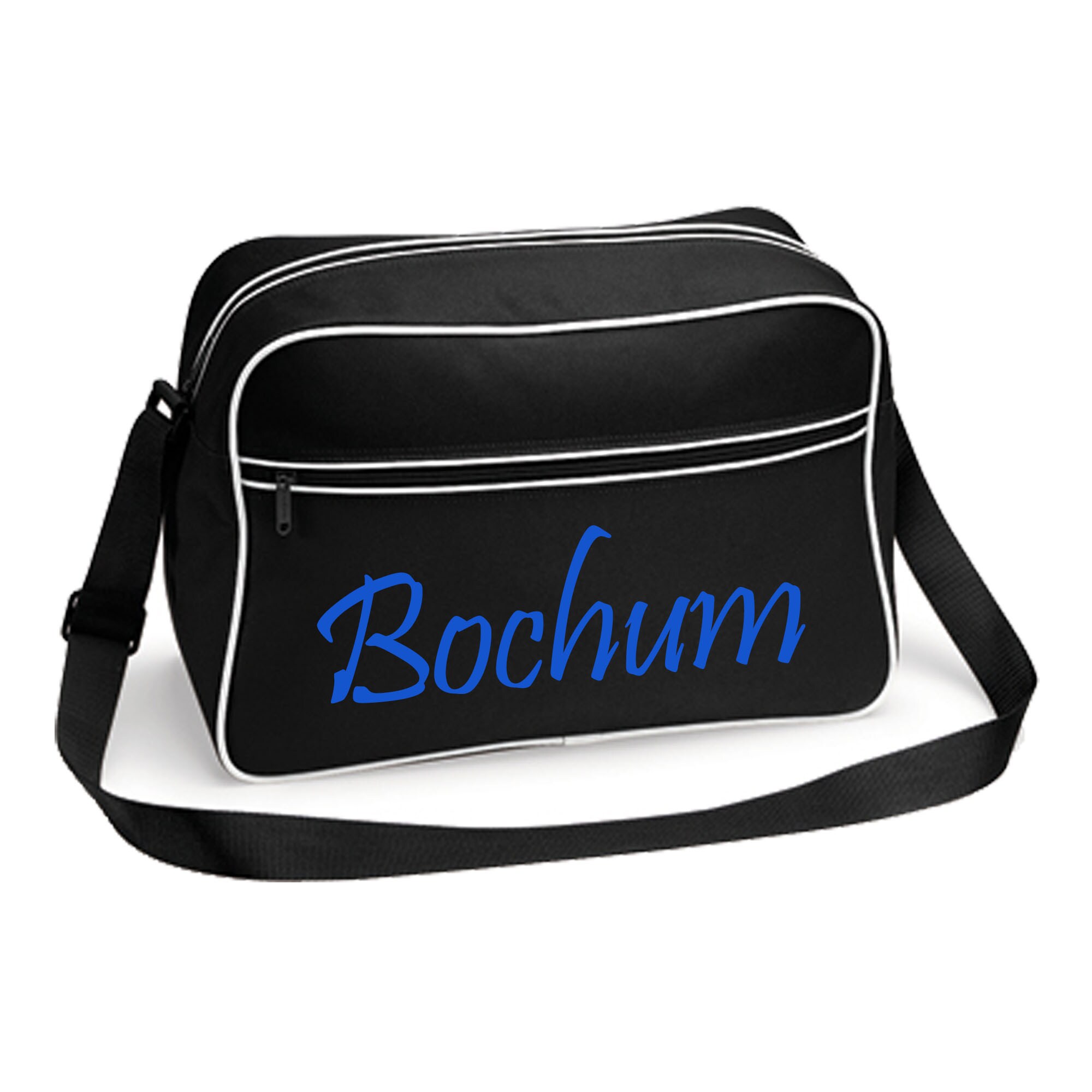 multifanshop Retrotasche - Bochum - Schriftzug - Druck blau - Tasche - Bild 1