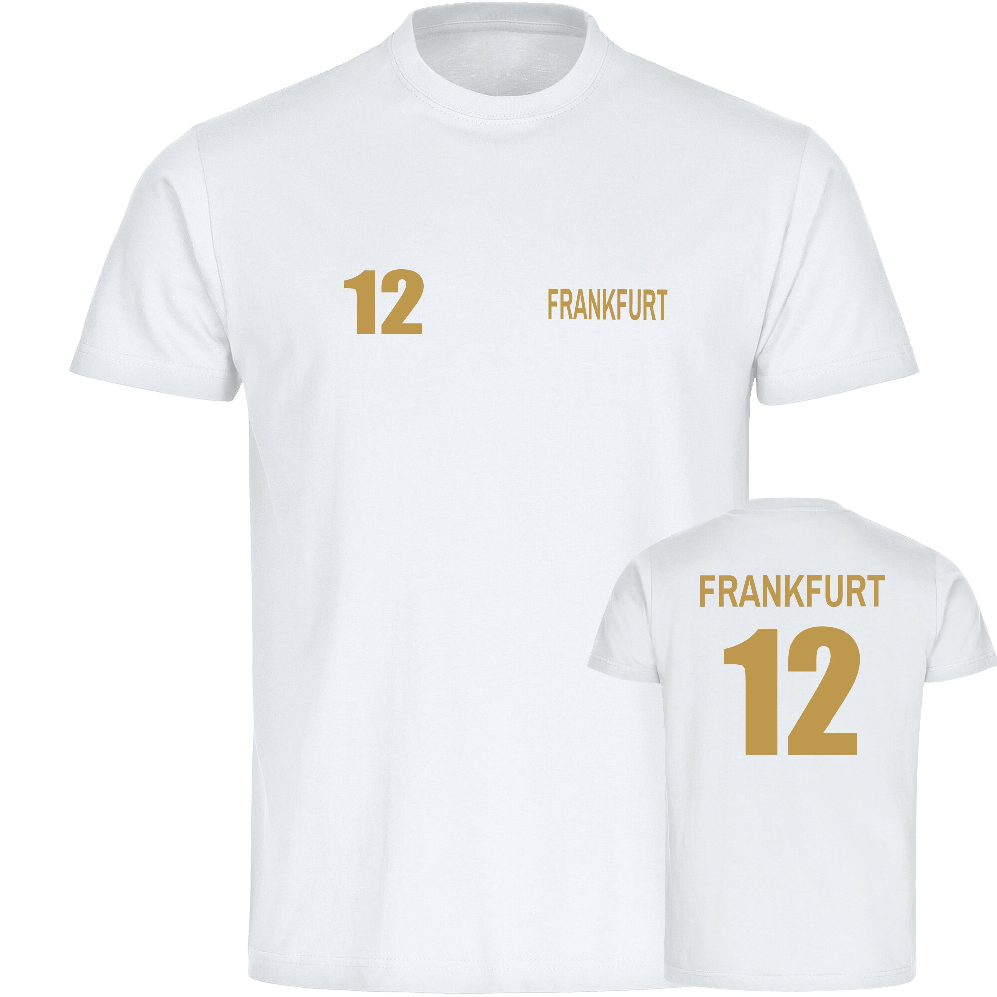 multifanshop Herren T-Shirt - Frankfurt - Trikot Nummer 12 gold - Druck gold metallic - M&auml;nner - Bild 1