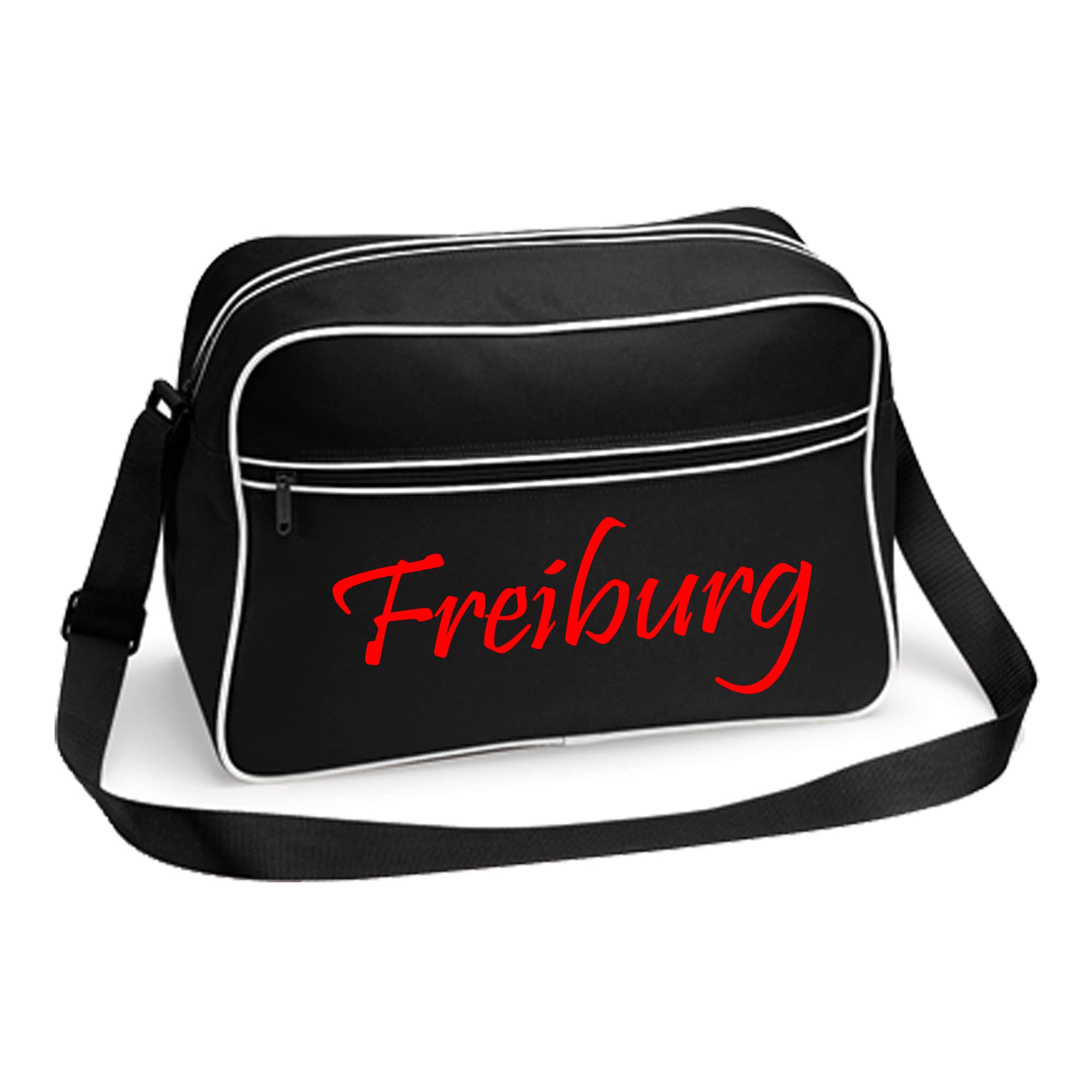 multifanshop Retrotasche - Freiburg - Schriftzug - Druck rot - Tasche - Bild 1