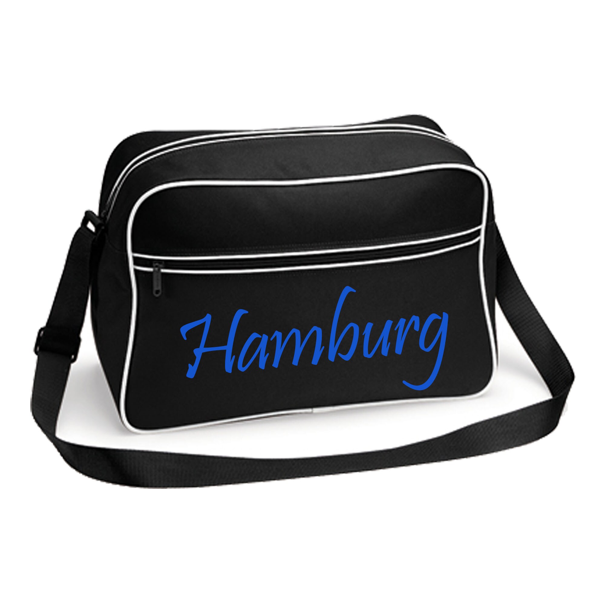 multifanshop Retrotasche - Hamburg - Schriftzug - Druck blau - Tasche - Bild 1