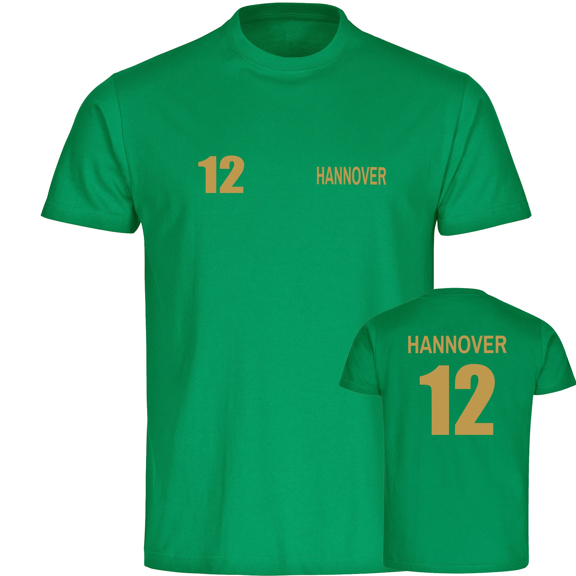 multifanshop Kinder T-Shirt - Hannover - Trikot Nummer 12 gold - Druck gold metallic - Kind - Bild 1
