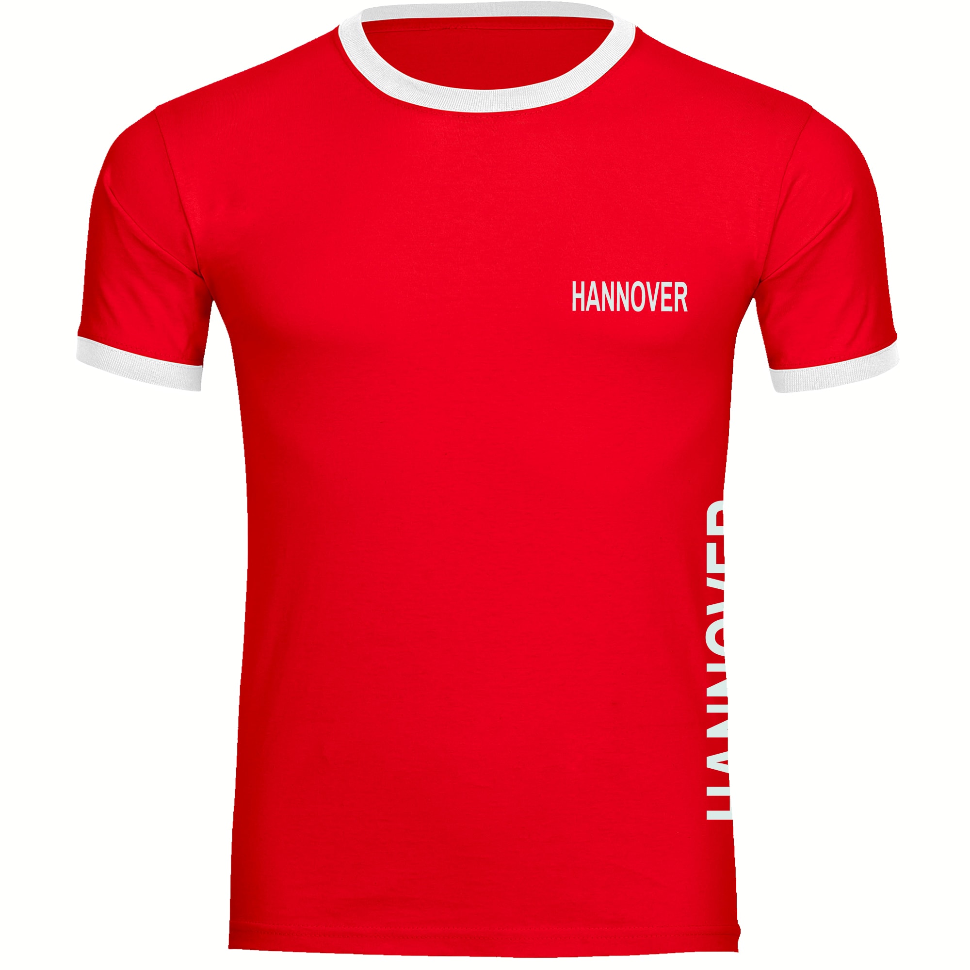 multifanshop Kontrast T-Shirt - Hannover - Brust & Seite - Druck wei&szlig; - M&auml;nner - Bild 1