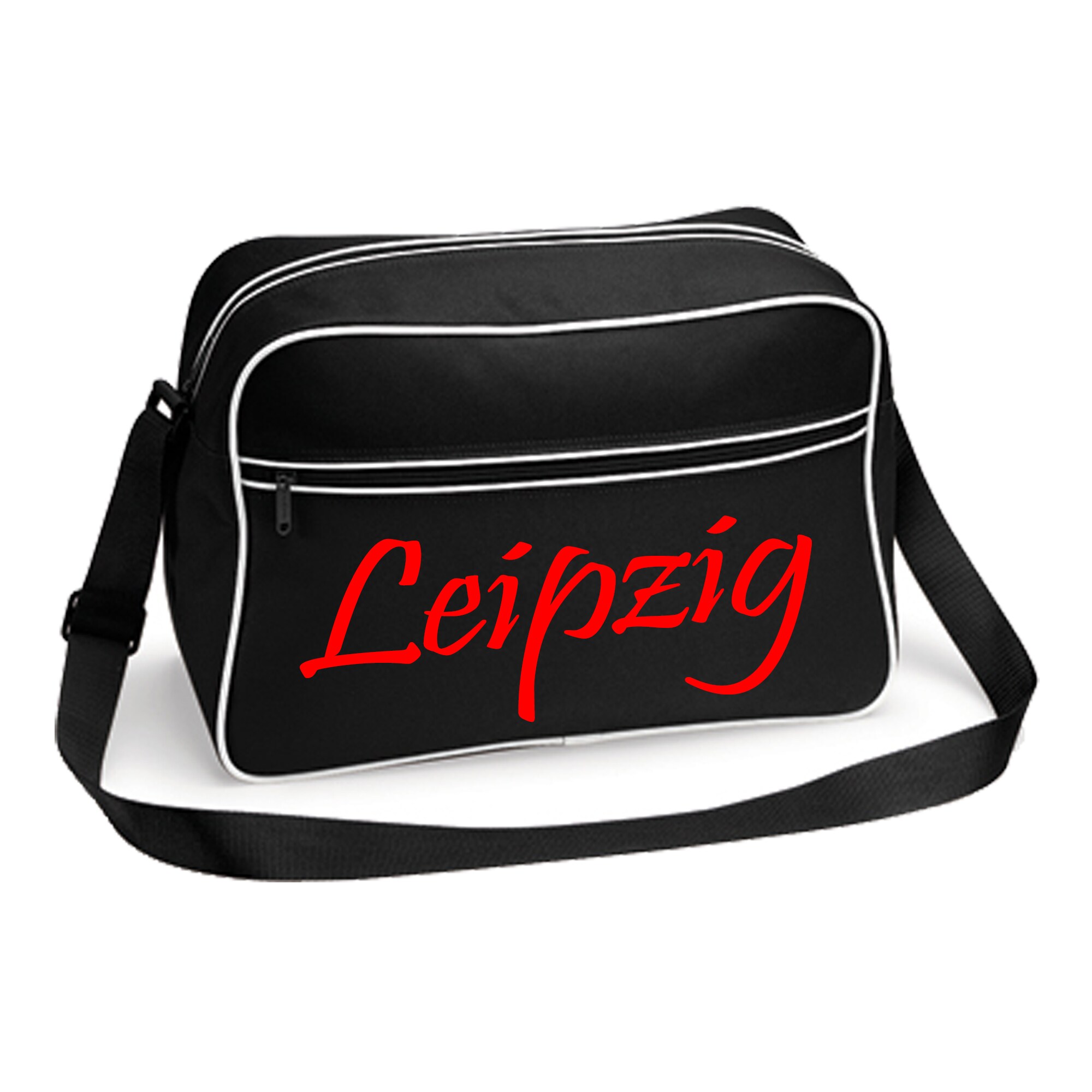 multifanshop Retrotasche - Leipzig - Schriftzug - Druck rot - Tasche - Bild 1