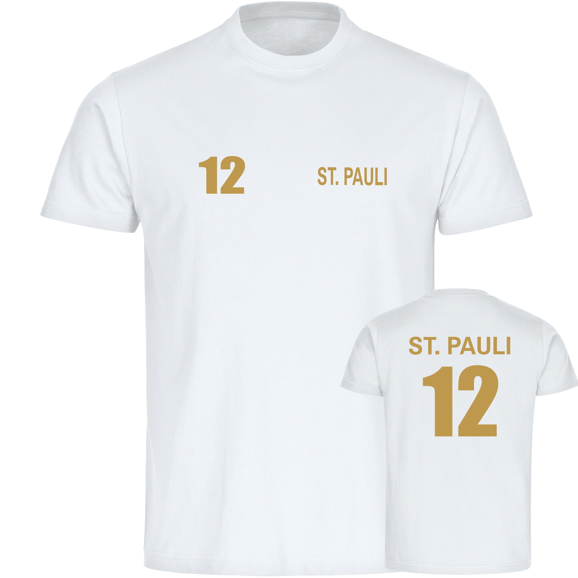multifanshop Kinder T-Shirt - St. Pauli - Trikot Nummer 12 gold - Druck gold metallic - Kind - Bild 1