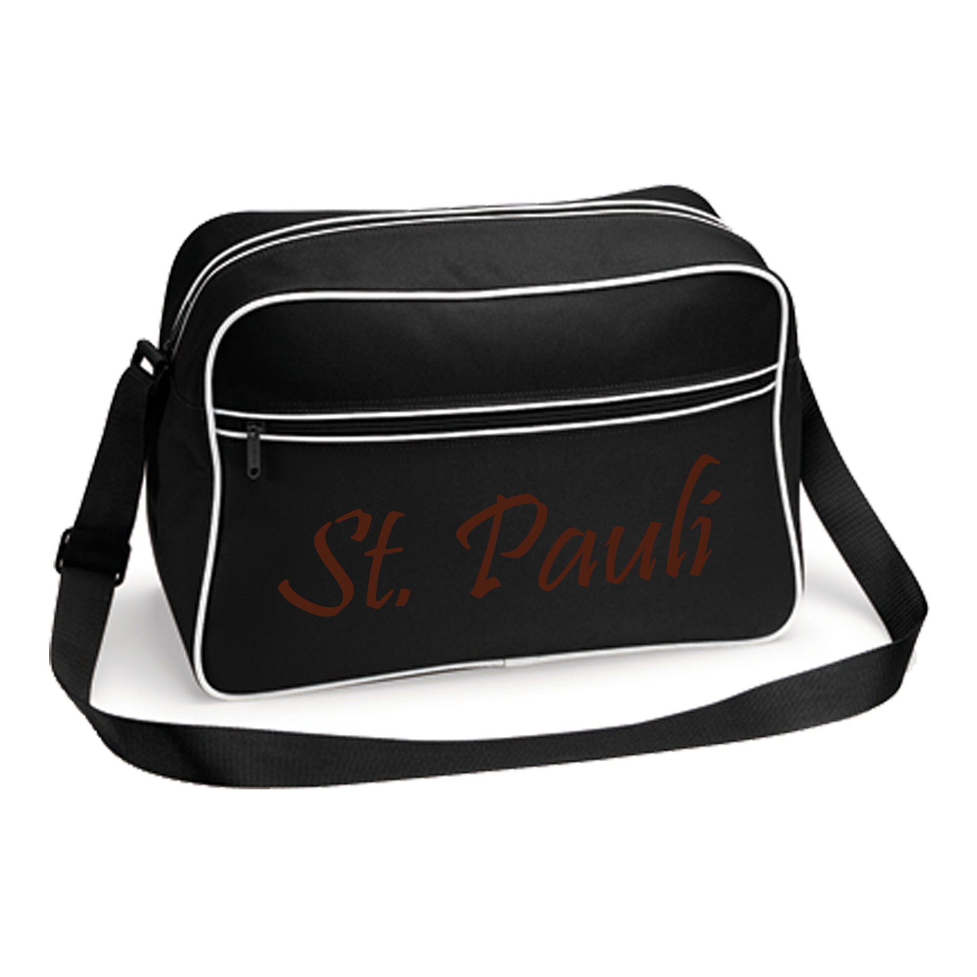 multifanshop Retrotasche - St. Pauli - Schriftzug - Druck braun - Tasche - Bild 1