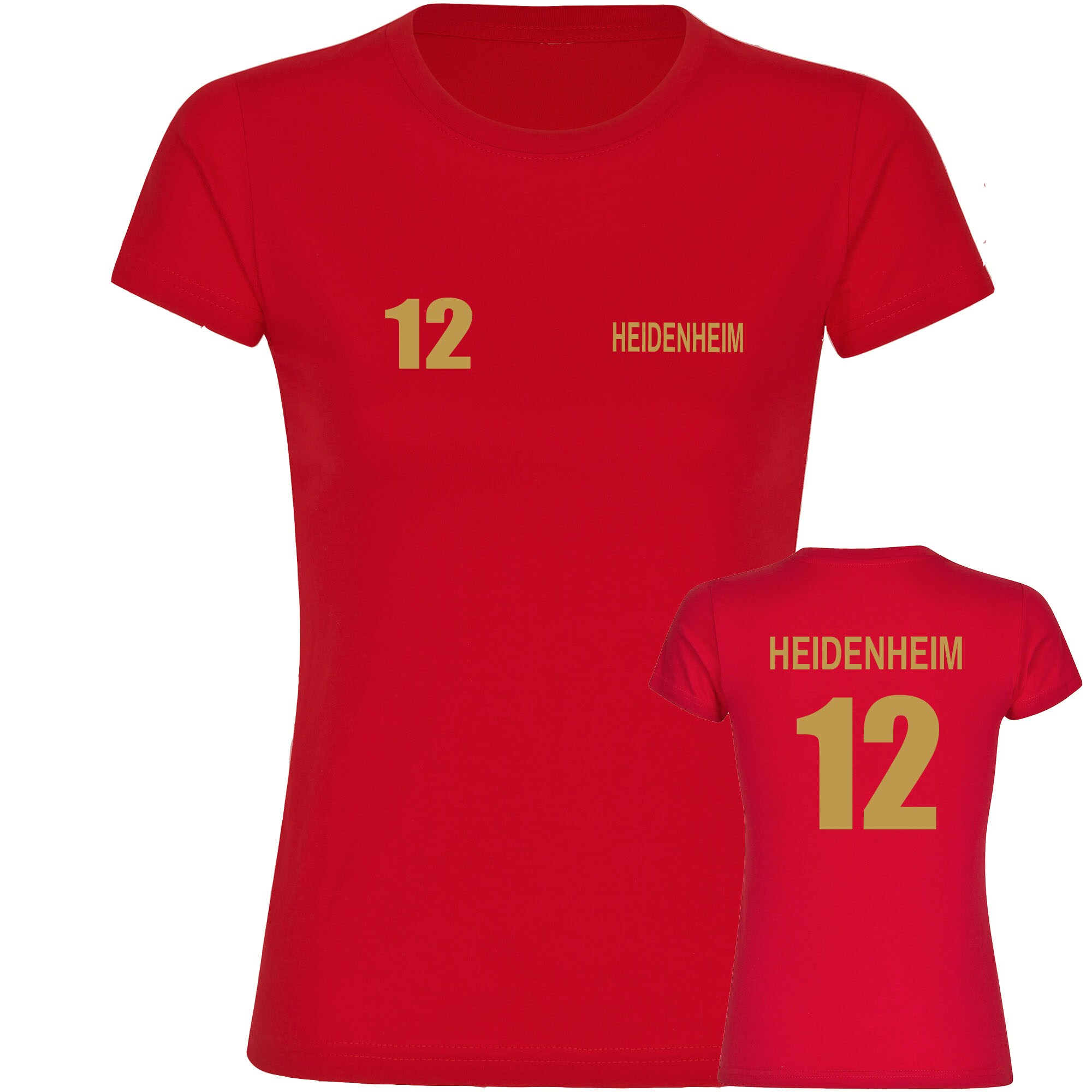 multifanshop Damen T-Shirt - Heidenheim - Trikot Nummer 12 gold - Druck gold metallic - Frauen - Bild 1