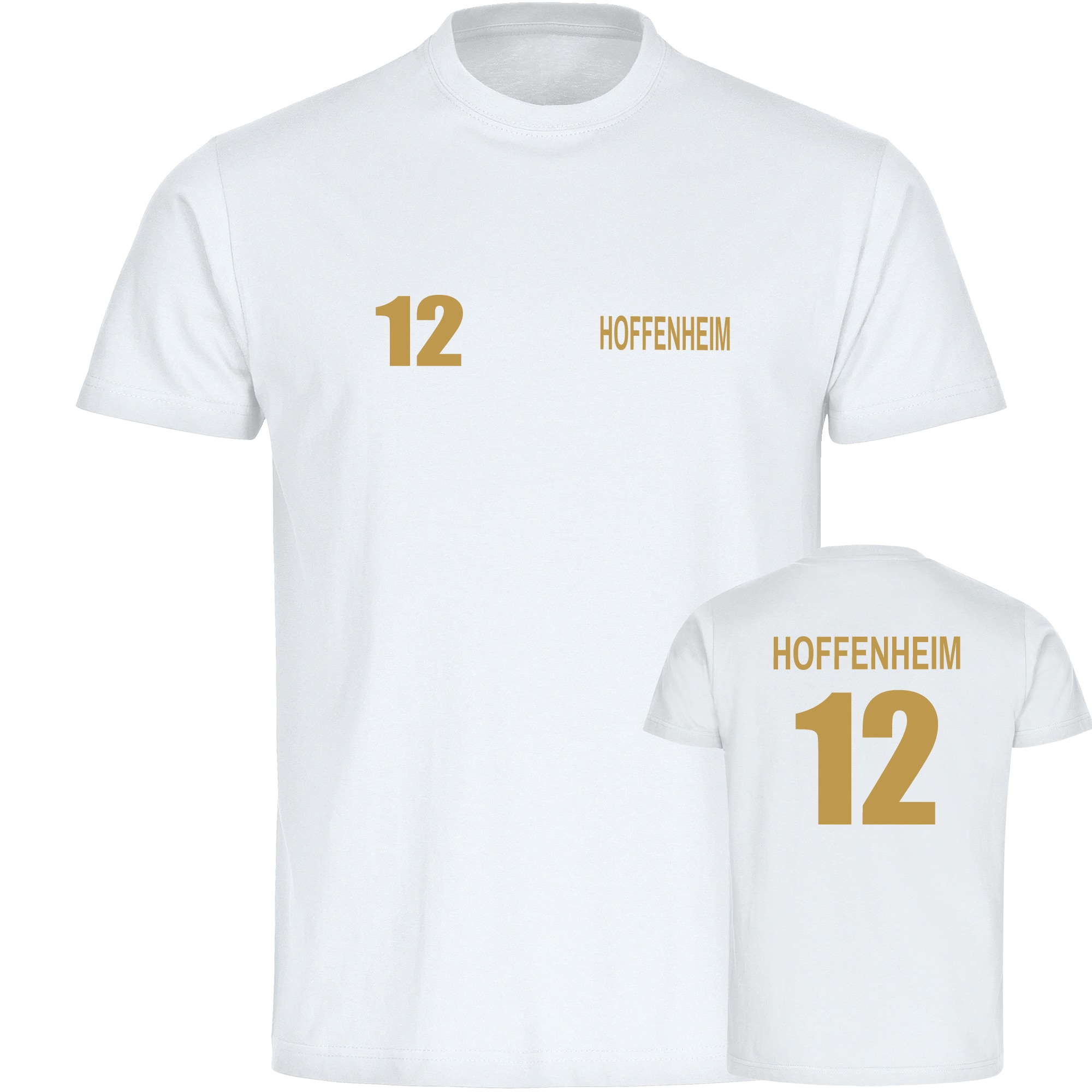 multifanshop Herren T-Shirt - Hoffenheim - Trikot Nummer 12 gold - Druck gold metallic - M&auml;nner - Bild 1